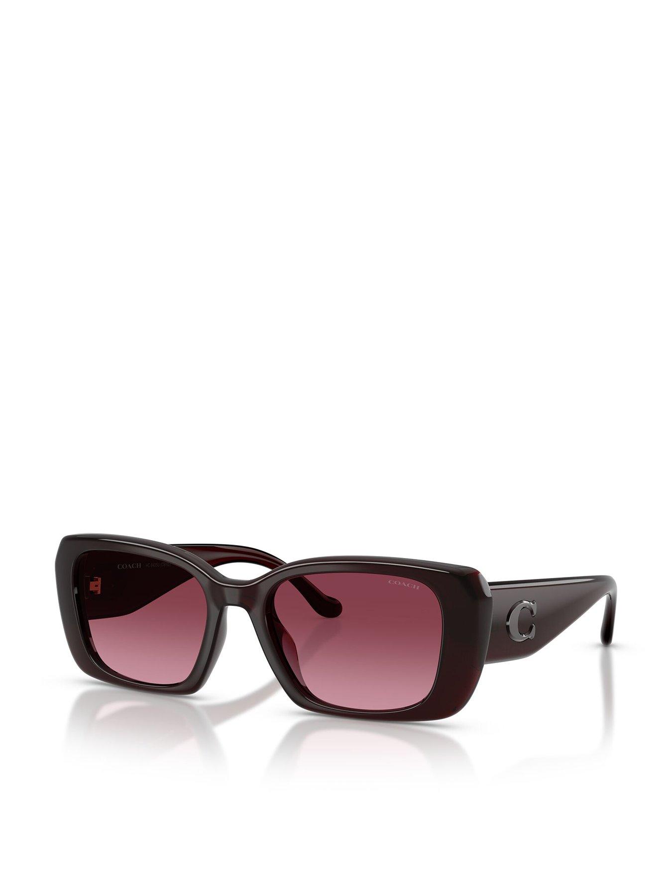 Image 1 of 5 of COACH Shallow Square Sunglasses- Dark Red