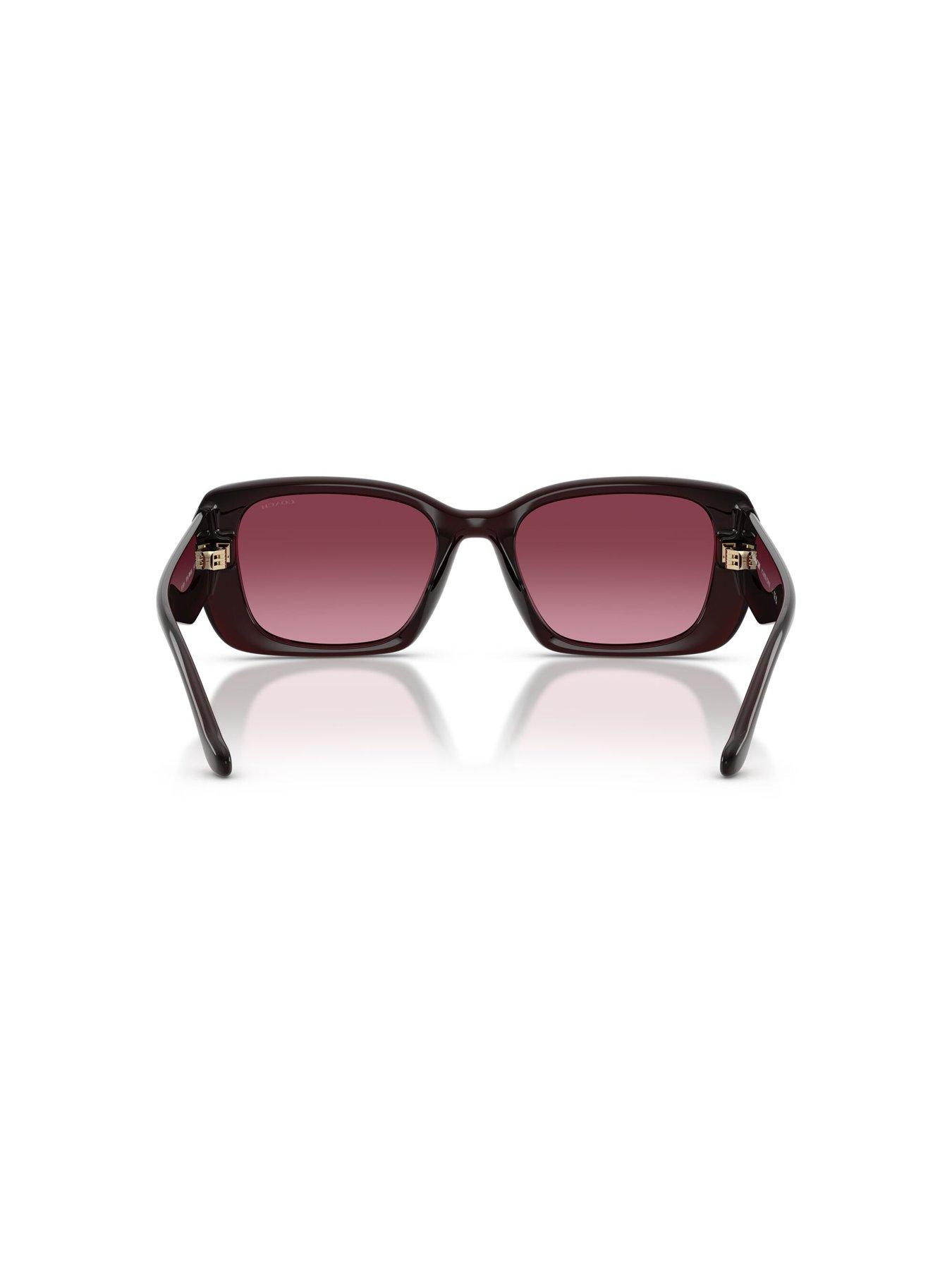 Image 4 of 5 of COACH Shallow Square Sunglasses- Dark Red
