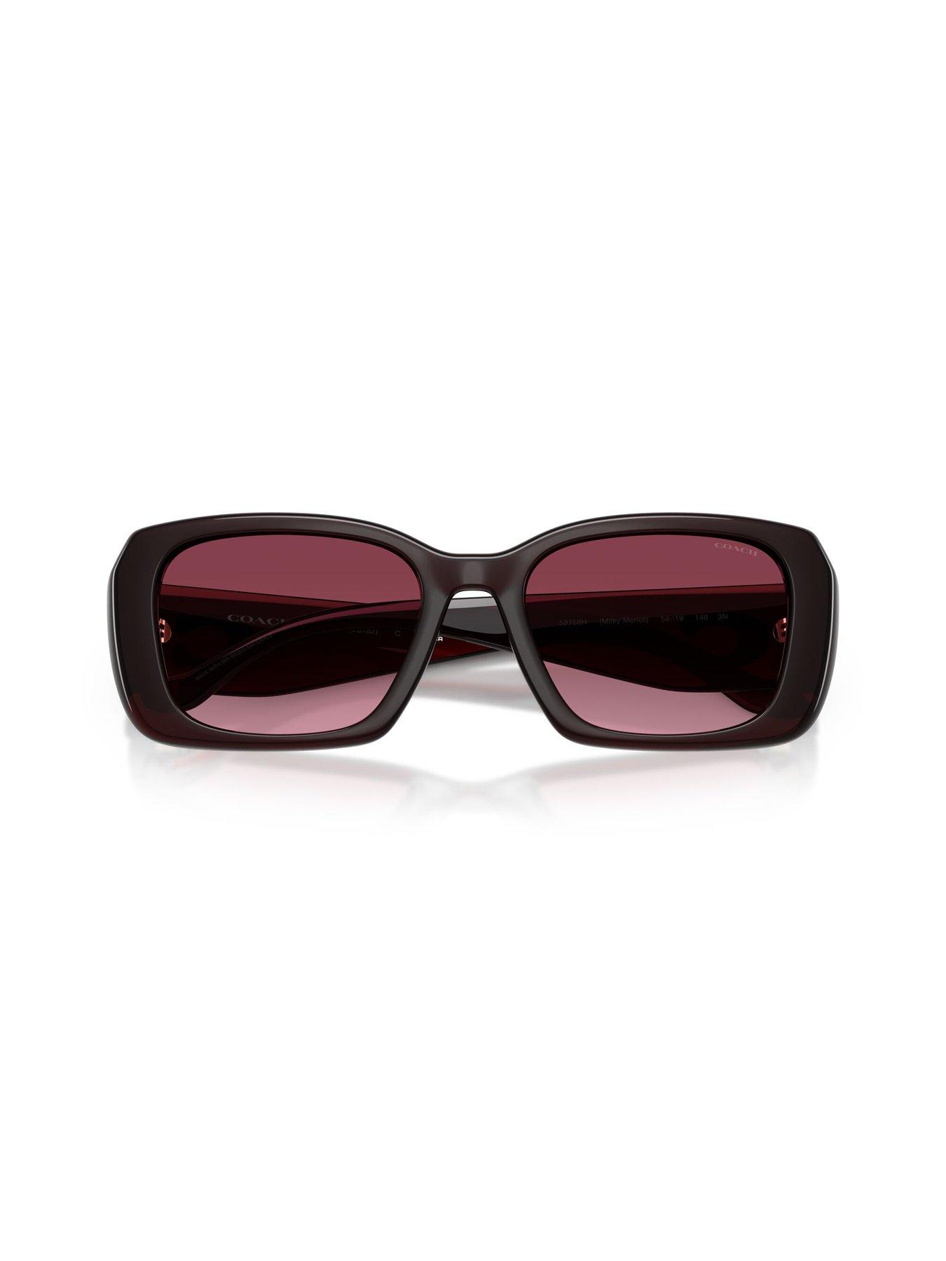Image 5 of 5 of COACH Shallow Square Sunglasses- Dark Red