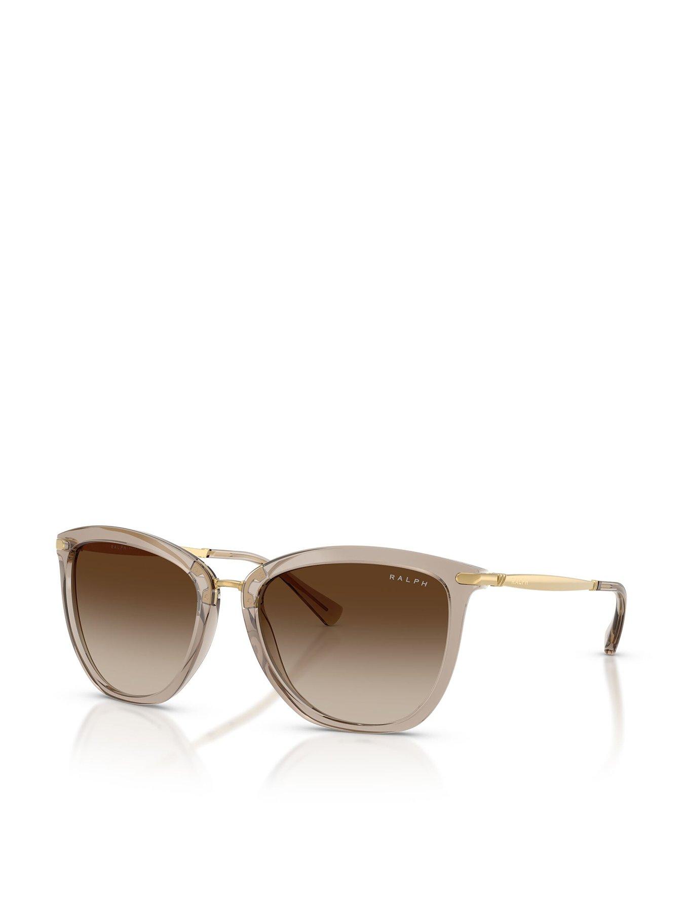 Ralph Cat Eye Sunglasses- Beige With Gold Metal Arm Detail