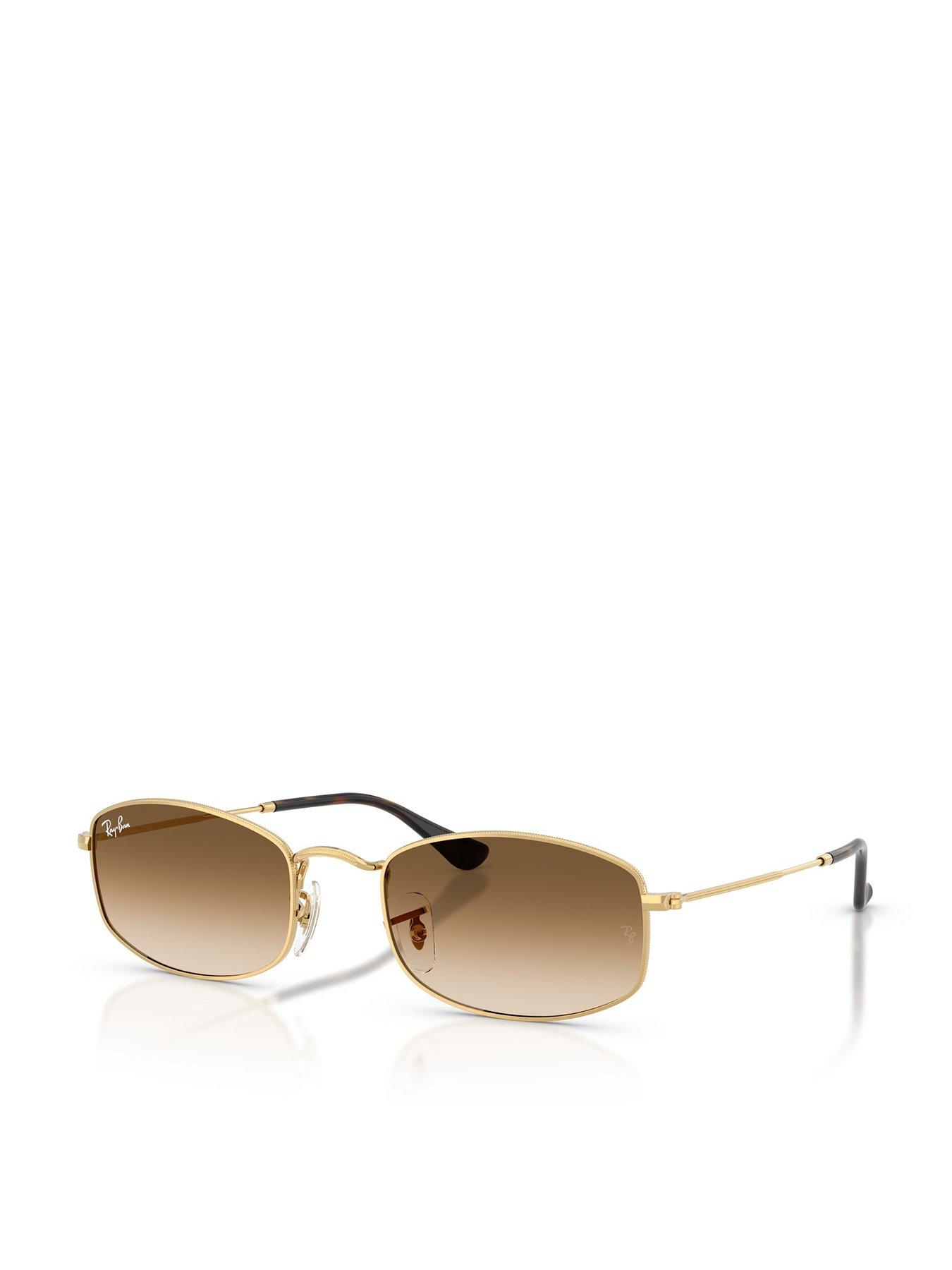 Image 1 of 5 of Ray-Ban Irregular Sunglasses- Gold Metal Frame With Gradient Tint Lens