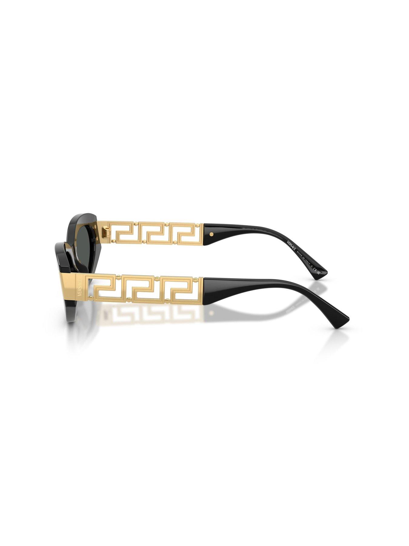 Image 2 of 5 of VERSACE Cat Eye Sunglasses- Black With Branded Arm Detail