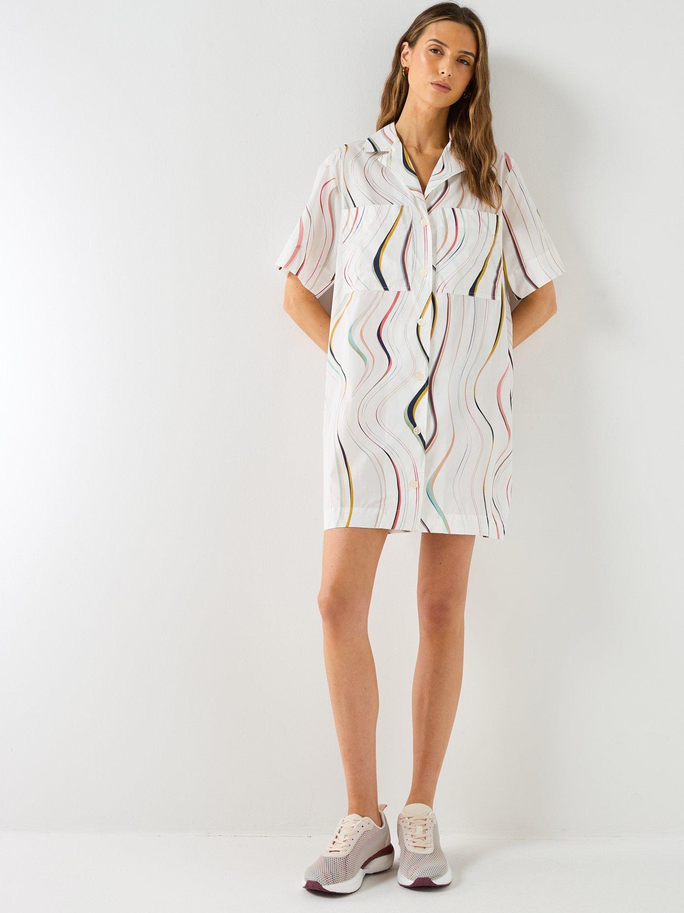 Image 3 of 5 of PS PAUL SMITH Womens Swirl Shirt Dress - White