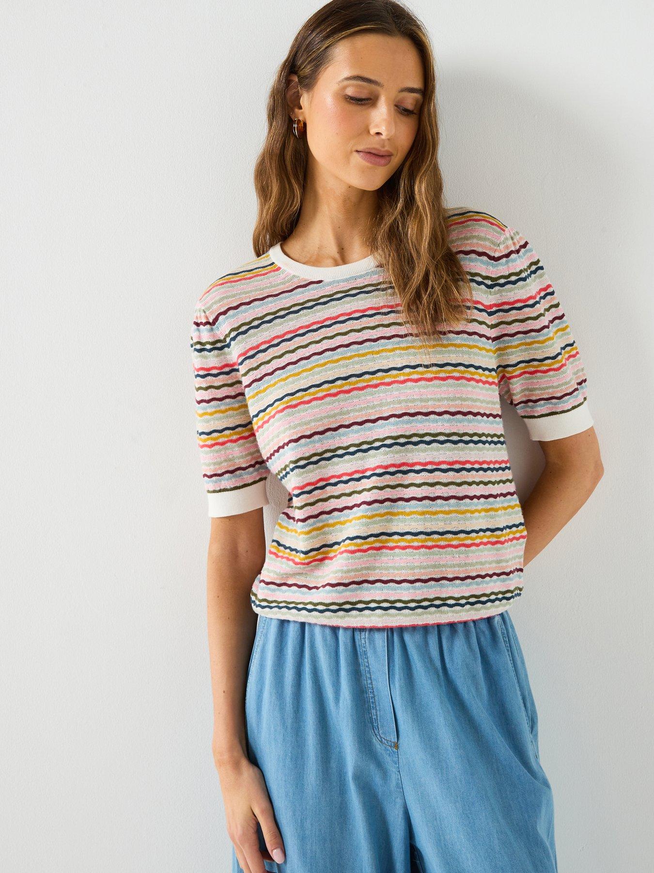 Image 1 of 5 of PS PAUL SMITH Womens Swirl Knitted T-Shirt - Multi