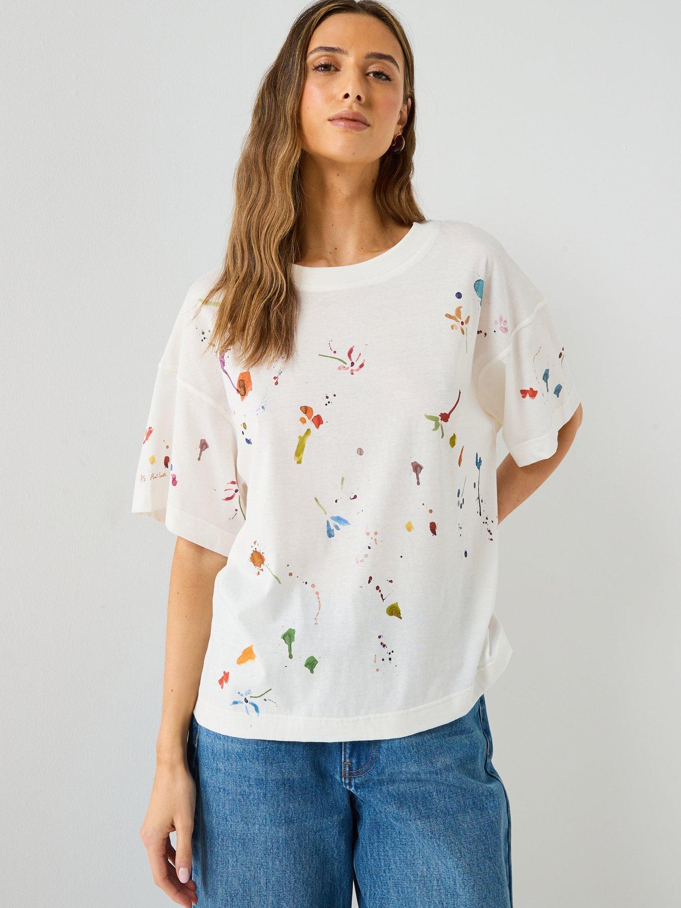Image 1 of 6 of PS PAUL SMITH Womens Paint Marks T-Shirt - White