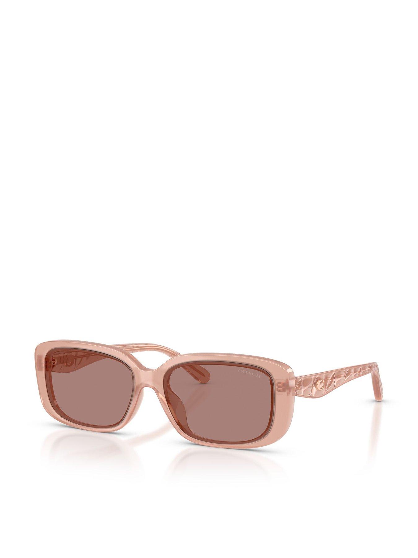 COACH Shallow Rectangular Sunglasses- Light Pink