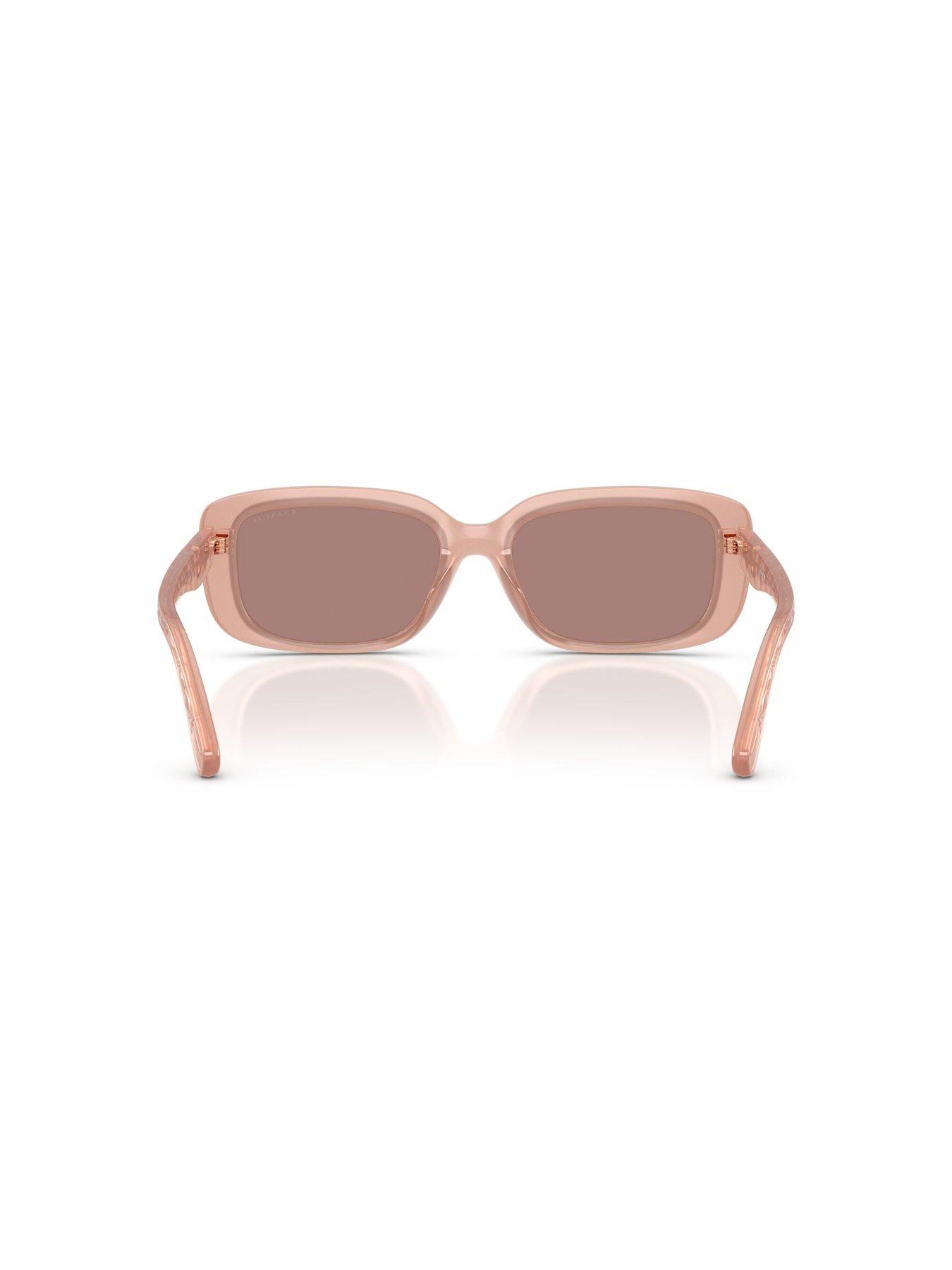 Image 4 of 5 of COACH Shallow Rectangular Sunglasses- Light Pink