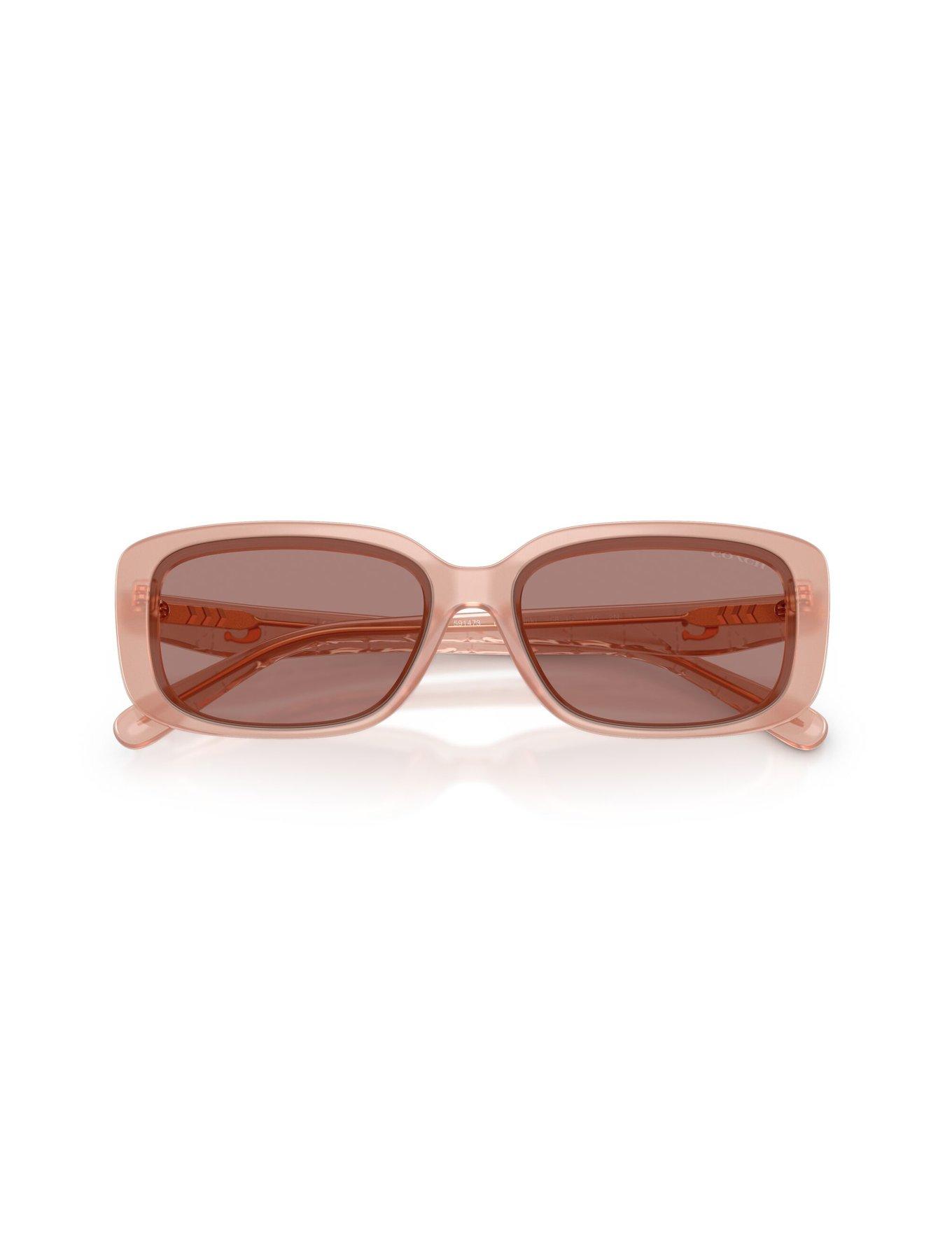 Image 5 of 5 of COACH Shallow Rectangular Sunglasses- Light Pink