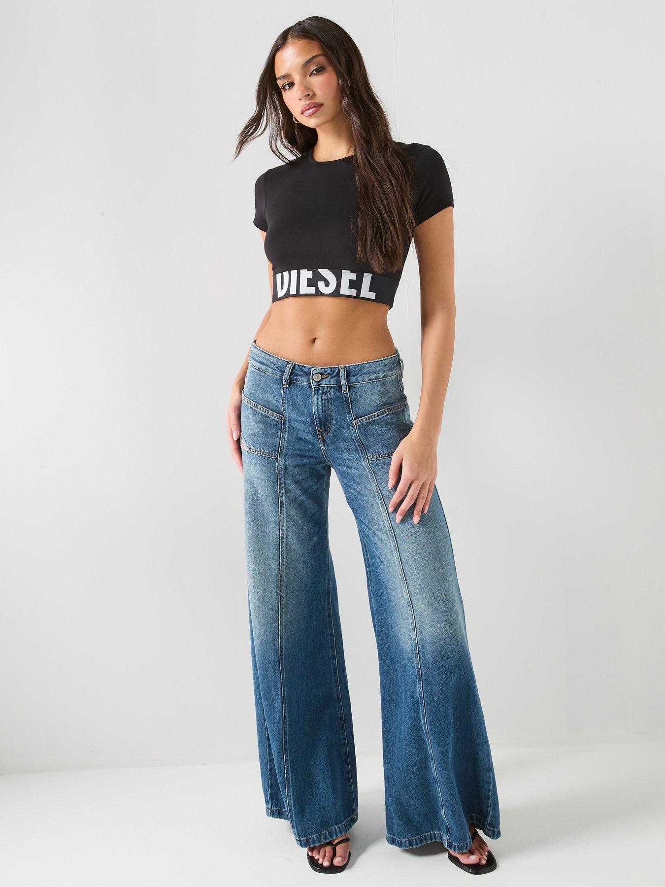 Image 3 of 6 of Diesel Cropped T-Shirt - Black