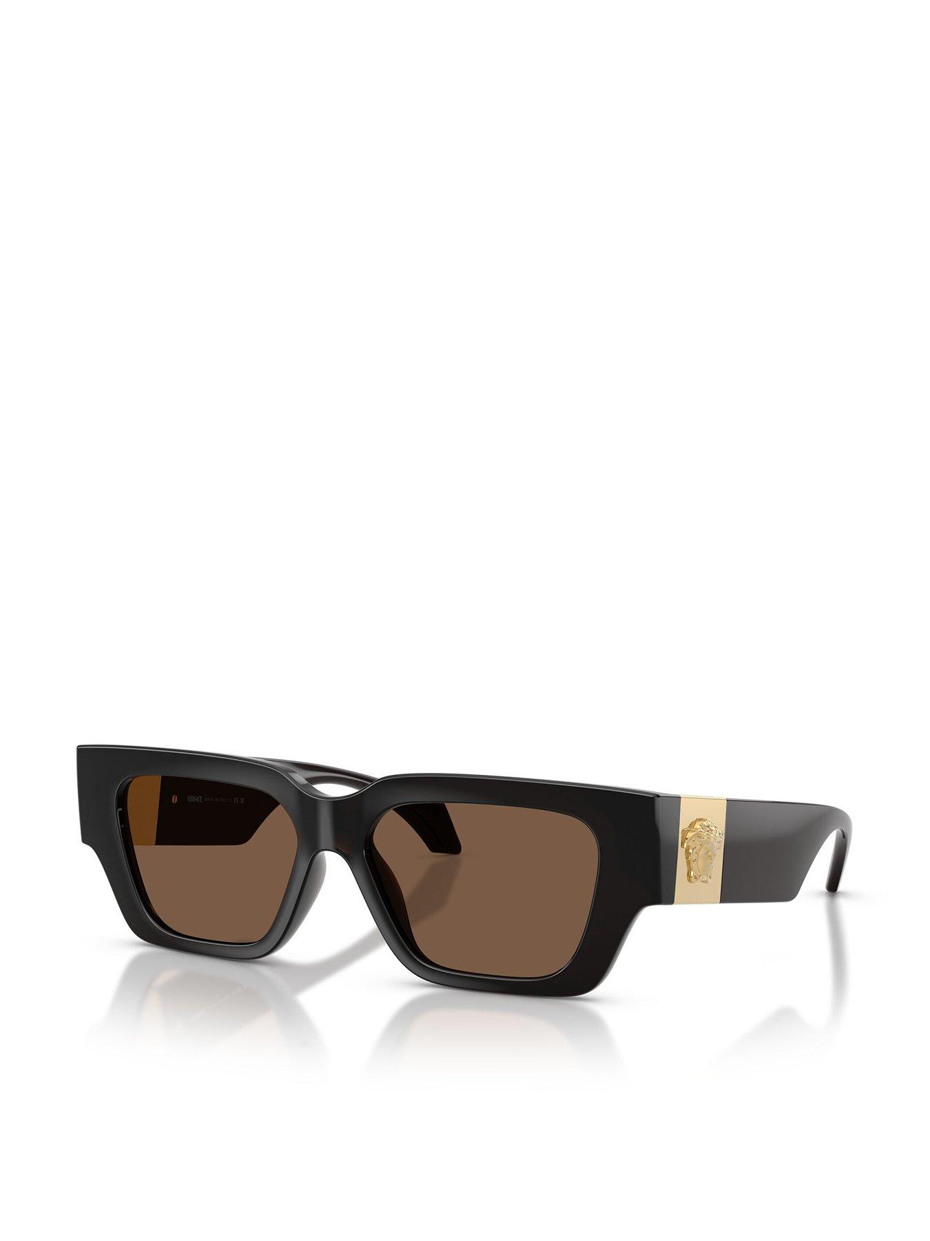 VERSACE Square Sunglasses- Black With Branded Arm Detail