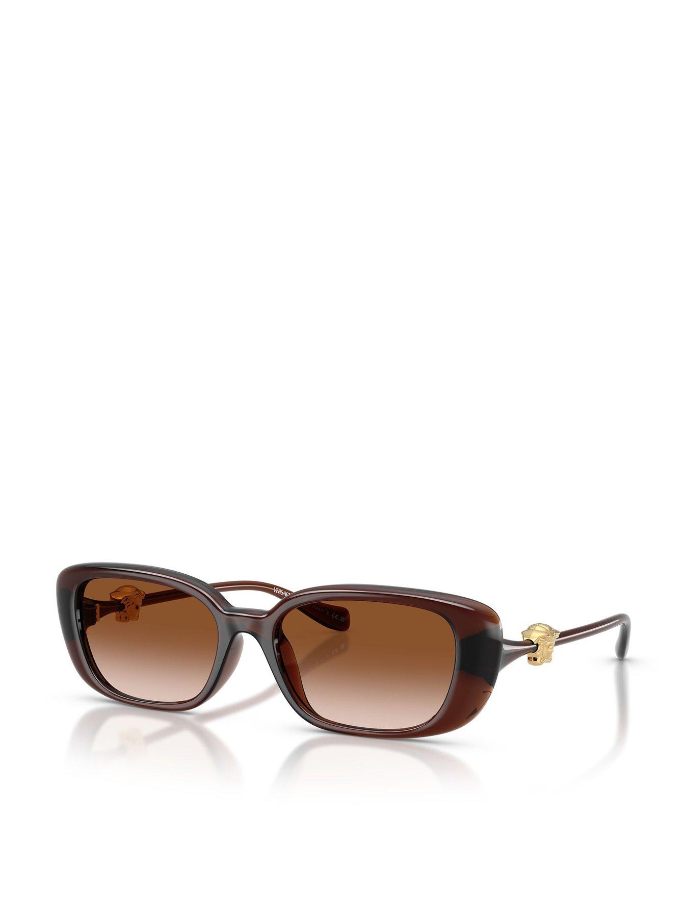 VERSACE Pillow Rectangular Sunglasses- Brown
