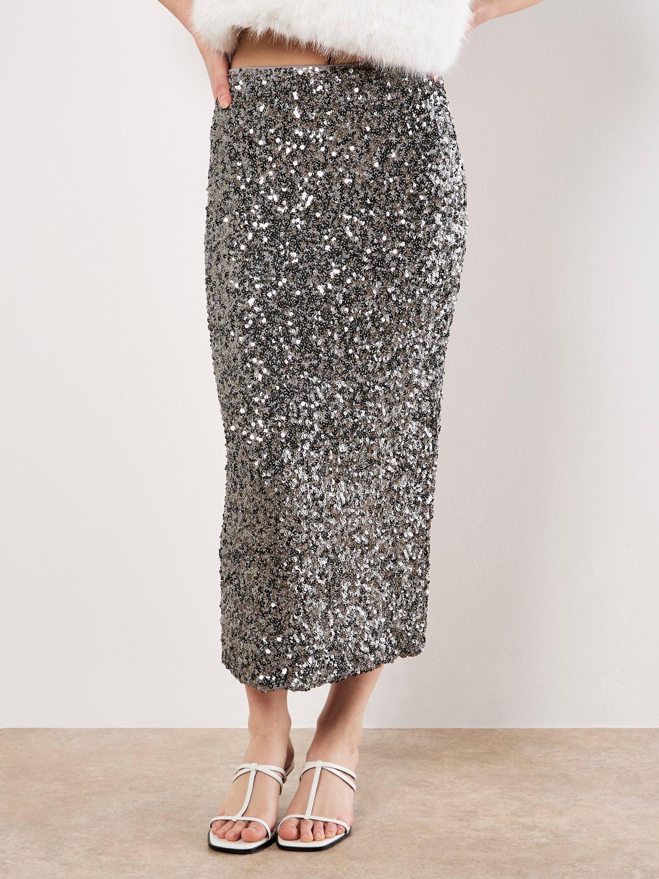Apricot Cluster Sequin Midaxi Skirt