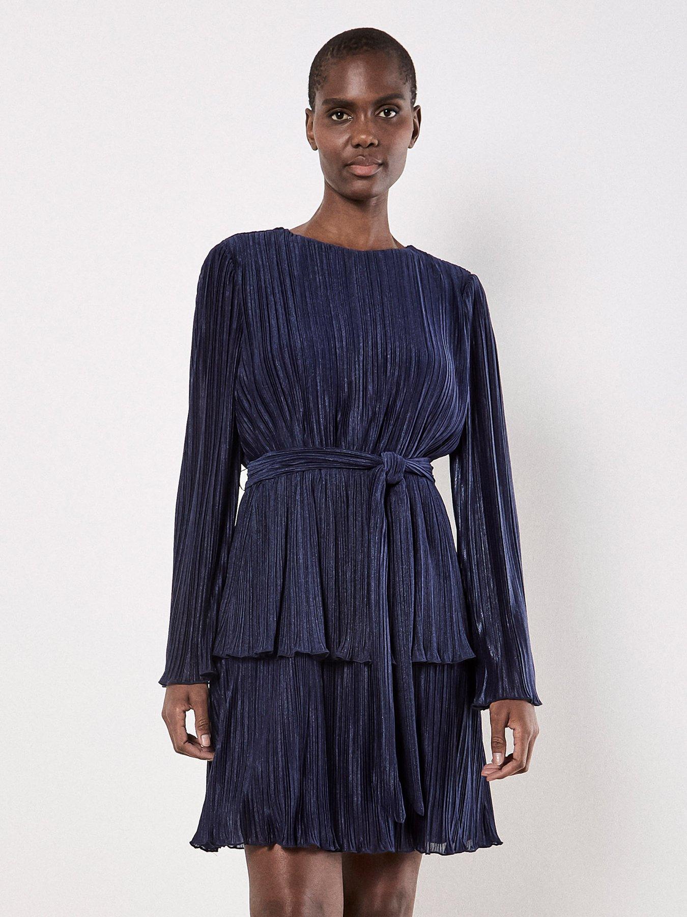 Apricot Lurex Plisse Layer Dress