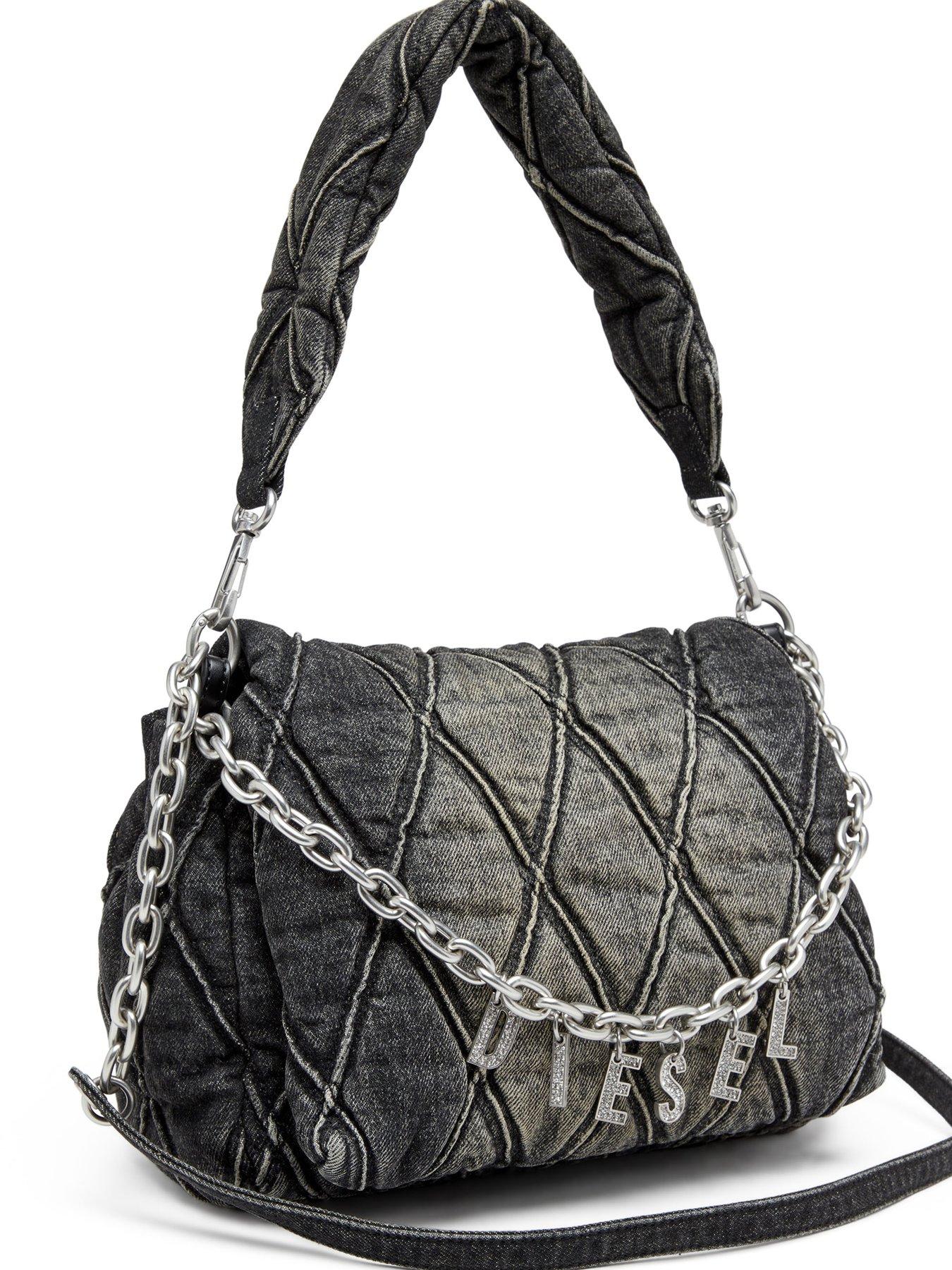 Image 4 of 4 of Diesel MEDIUM WASHED DENIM CHARM SHOULDER BAG