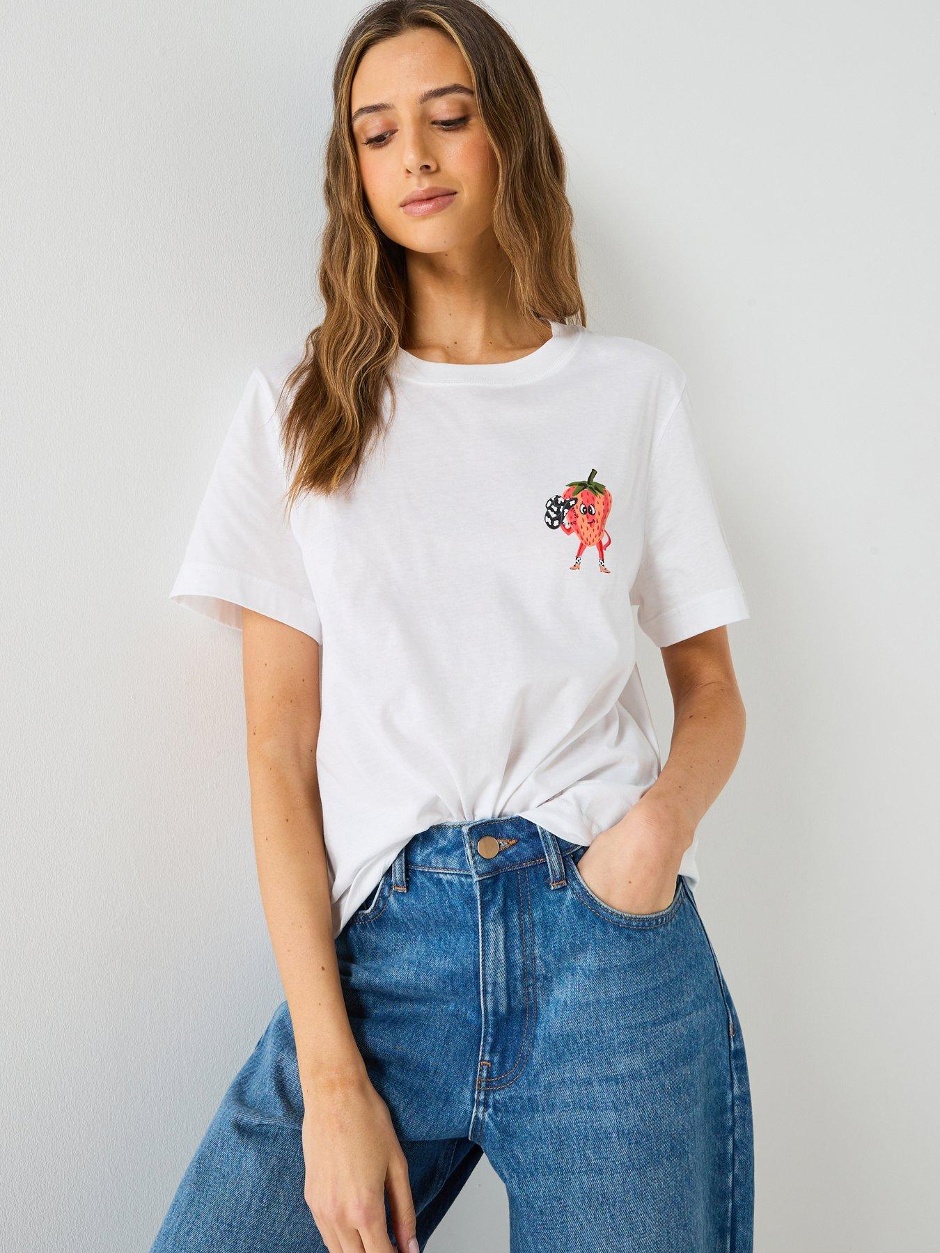 Image 1 of 4 of PS PAUL SMITH Womens Strawberry T-Shirt - White
