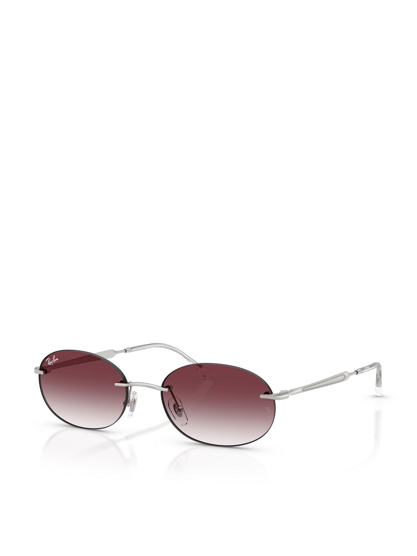 Ray-Ban Oval Sunglasses- Silver Metal Frame With Gradient Tint Lens