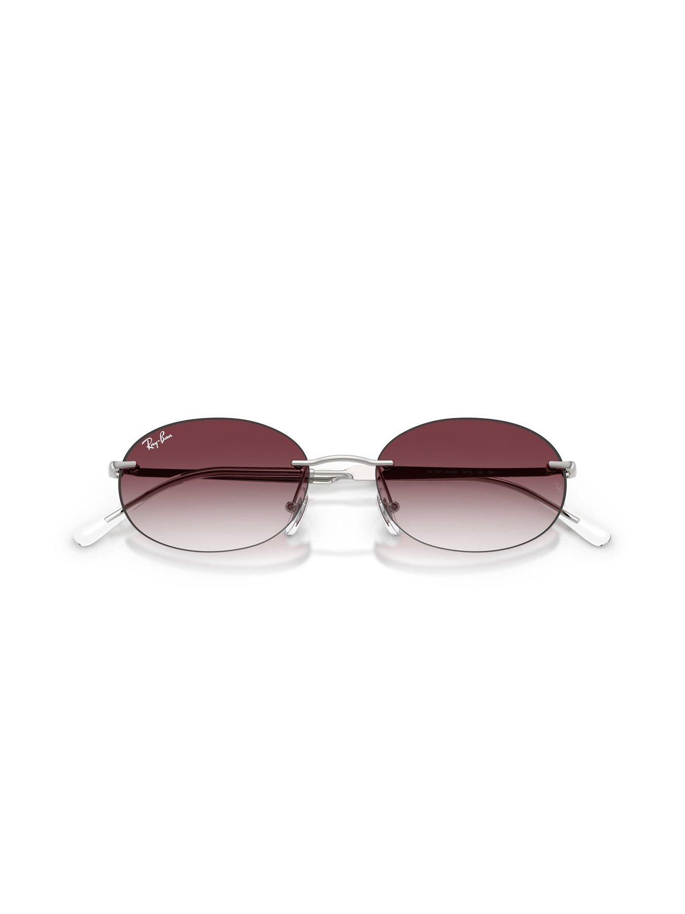 Ray-Ban Oval Sunglasses- Silver Metal Frame With Gradient Tint Lens | Very