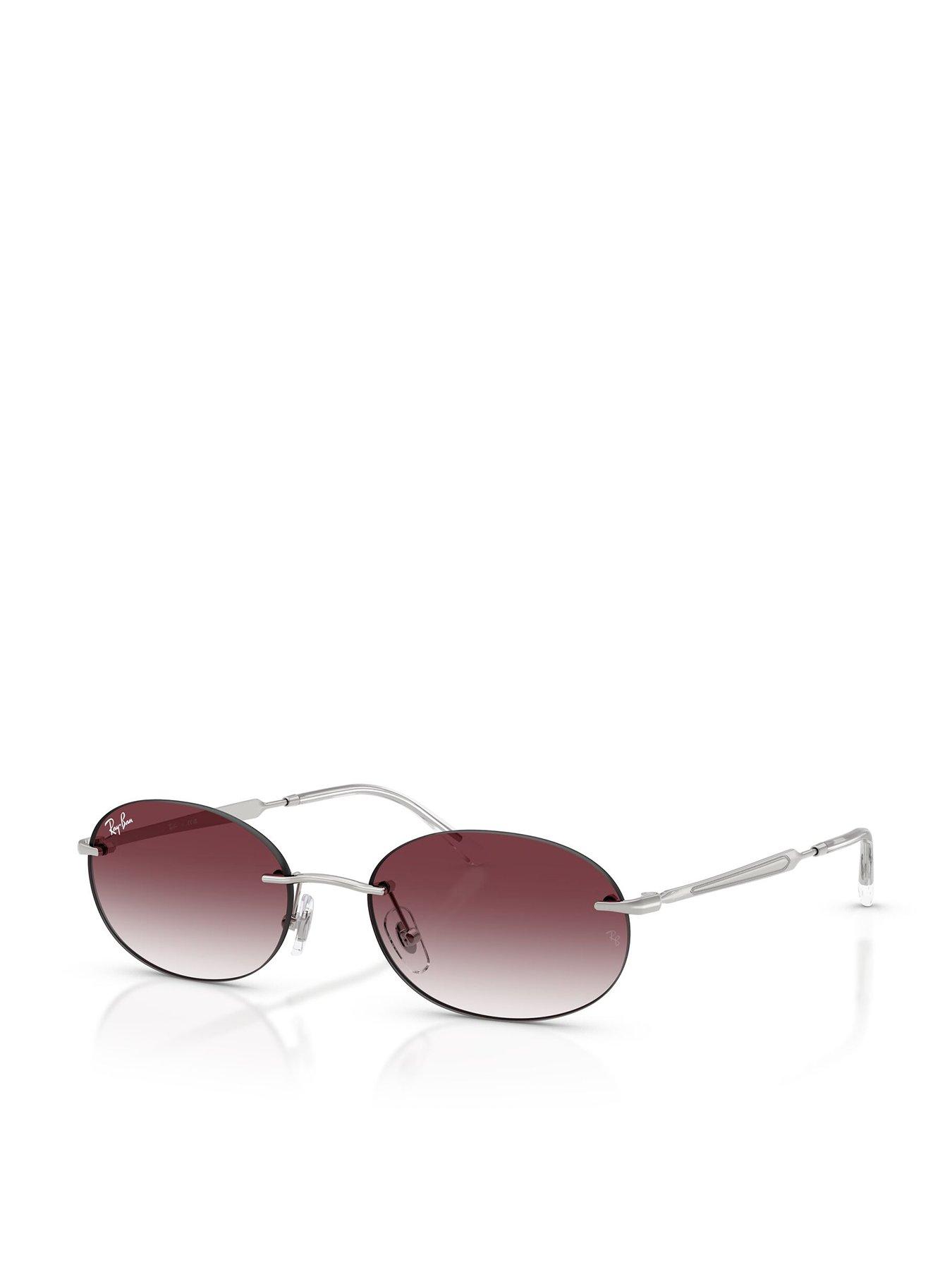 Ray-Ban Oval Sunglasses- Silver Metal Frame With Gradient Tint Lens