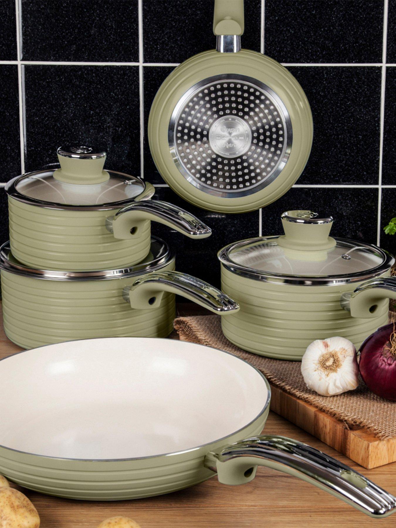 Swan Retro 5 Piece Pan Set Grey