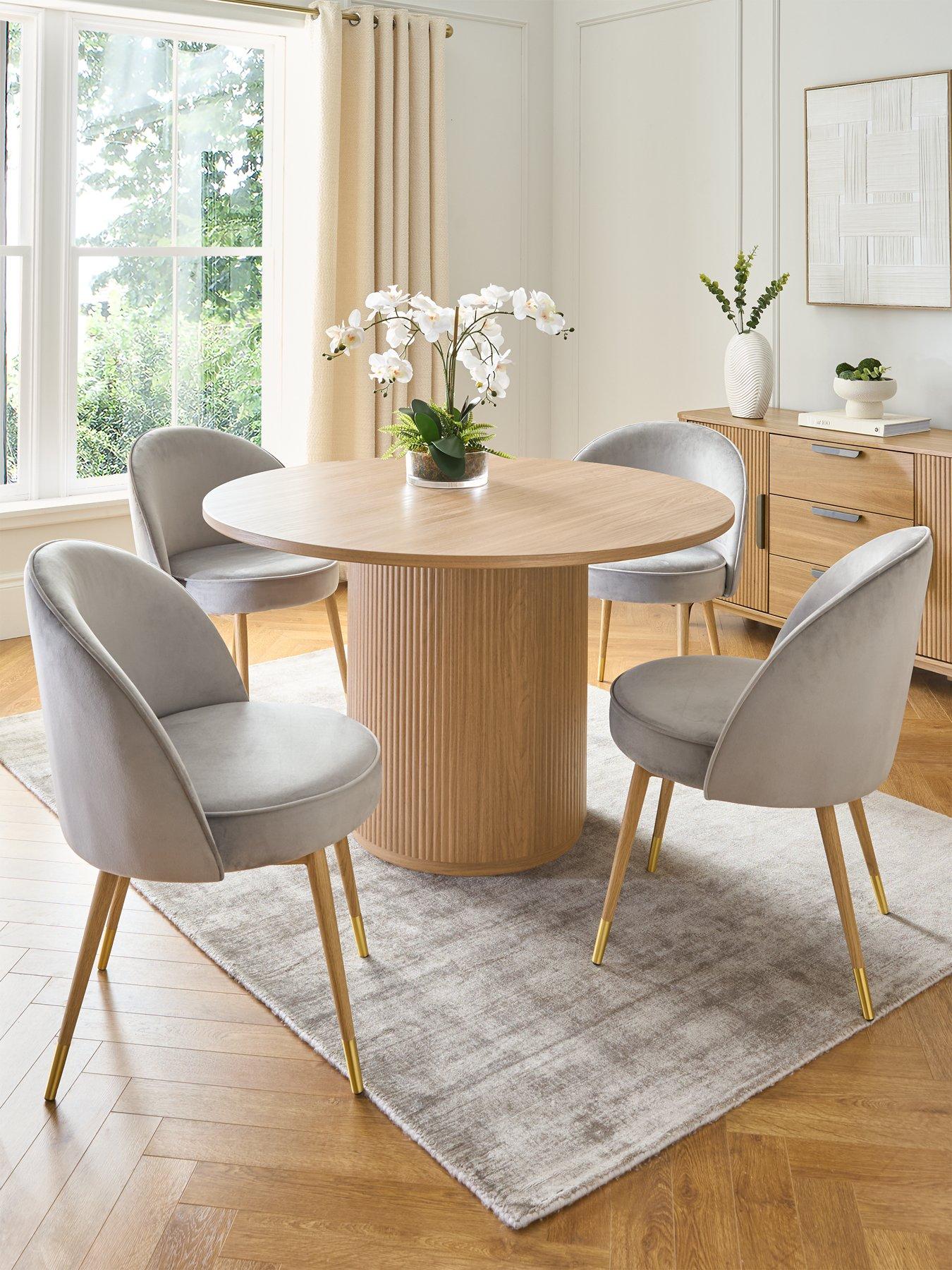 The Very Collection Carina 120 cm Round Dining Table + 4 Chairs - Oak/Grey - FSC® Certified