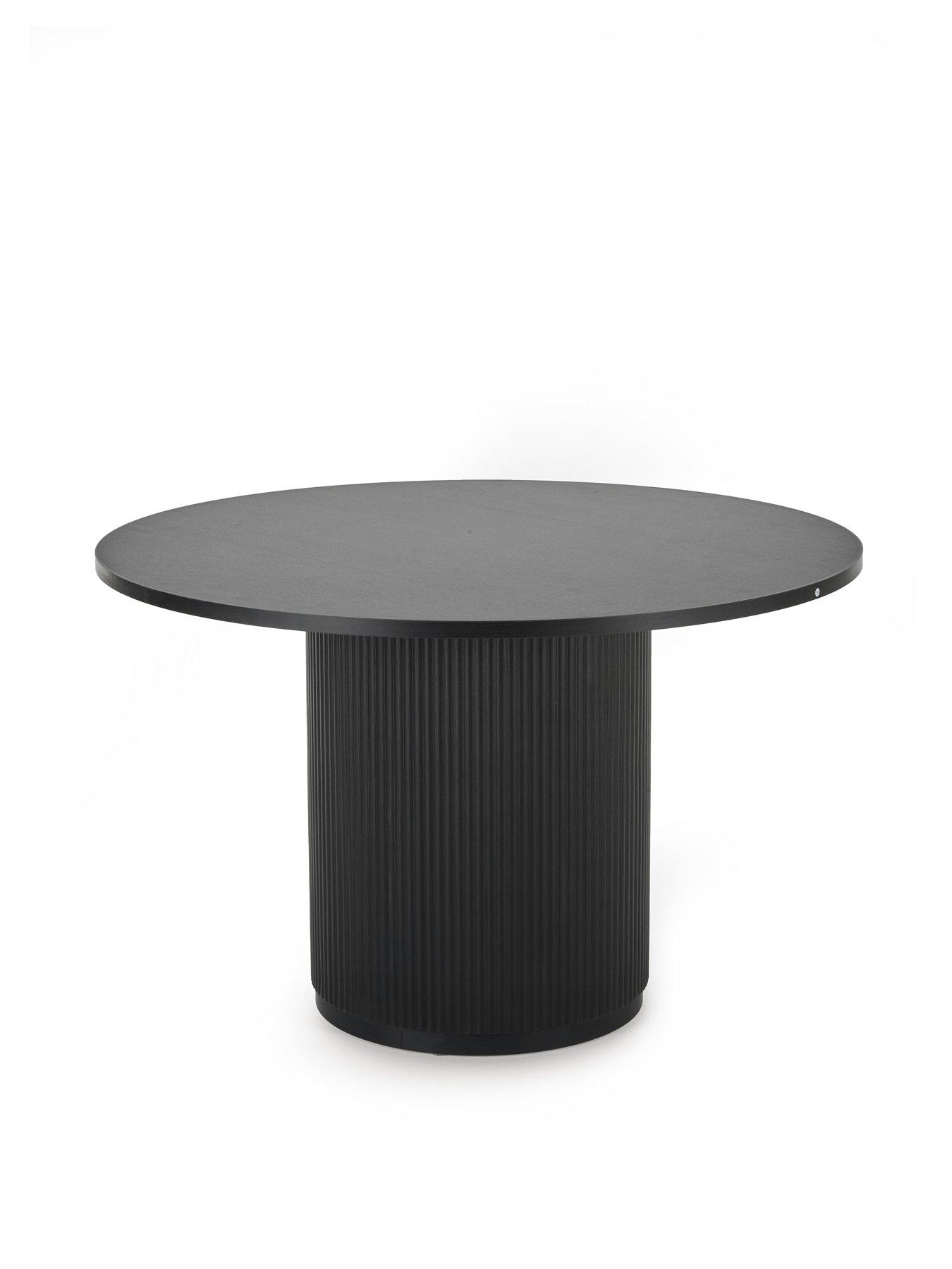 Image 3 of 7 of The Very Collection Carina Black 120cm Round Dining Table & 4 Nell Boucle Chairs