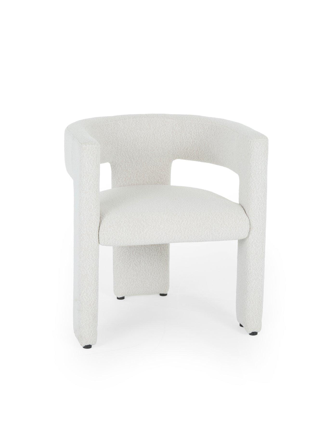 Image 6 of 7 of The Very Collection Carina Black 120cm Round Dining Table & 4 Nell Boucle Chairs