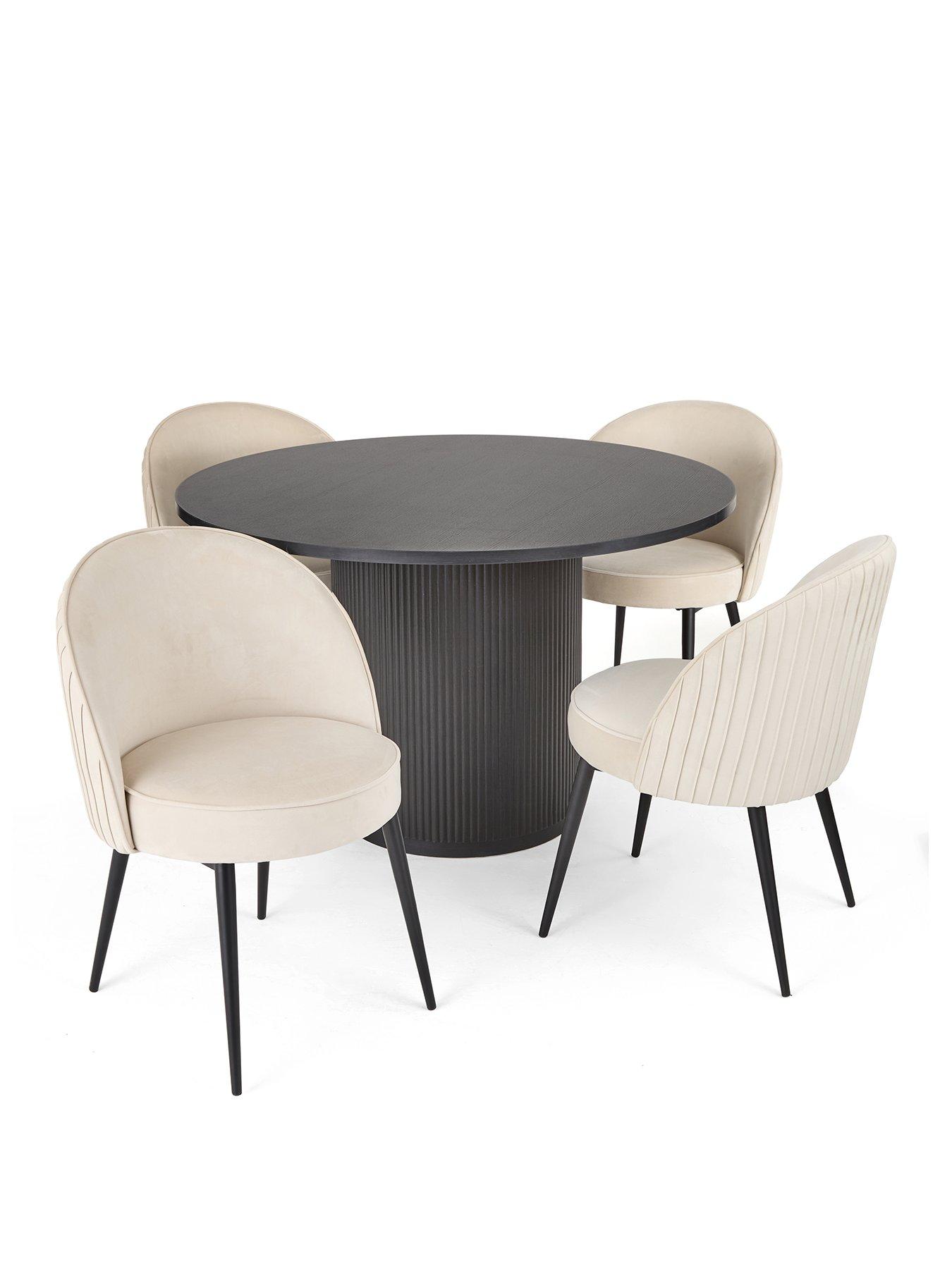 Image 2 of 7 of The Very Collection Carina Black 120cm Round Dining Table &amp; 4 Mia Chairs - FSC&reg; Certified