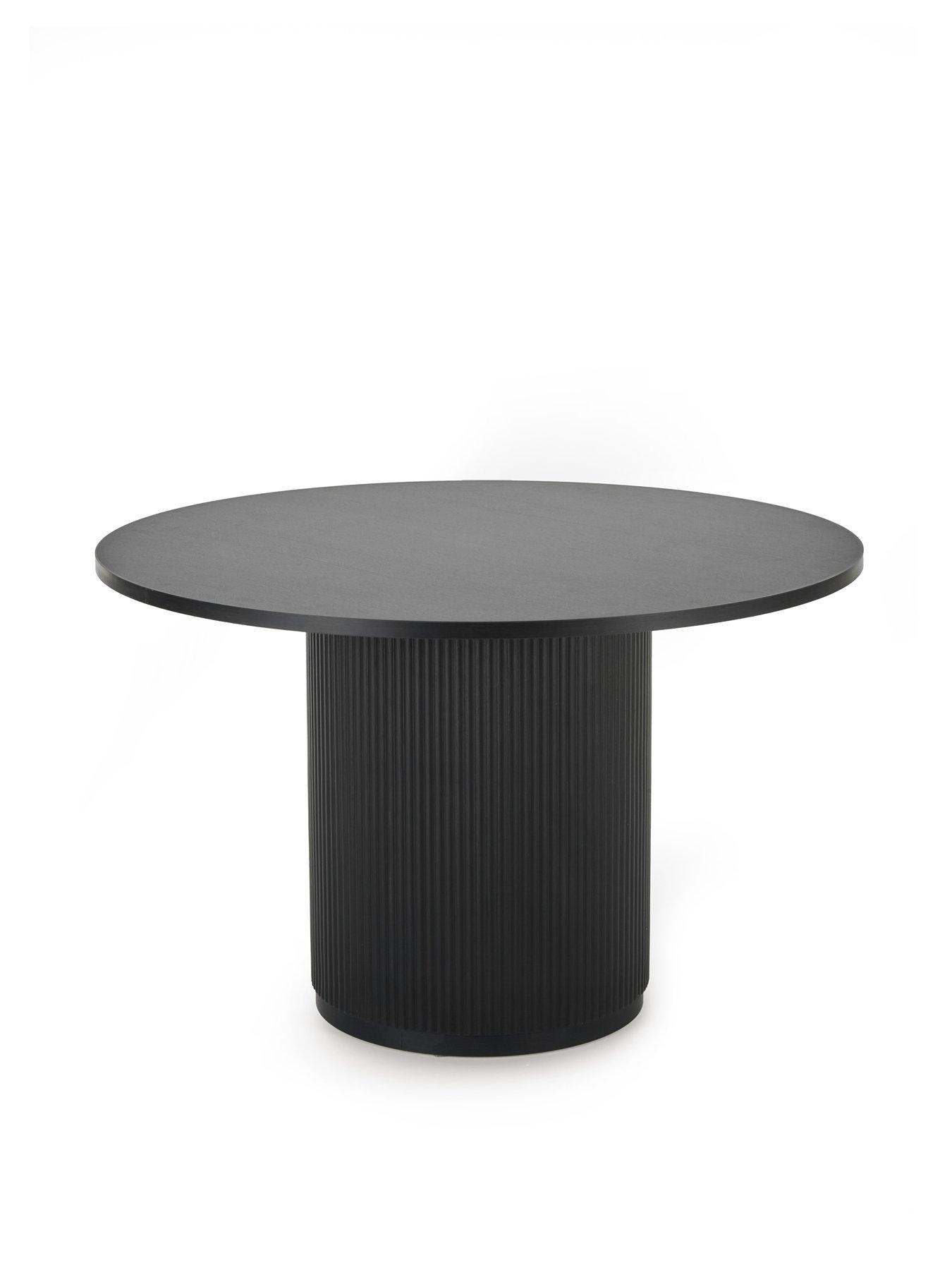 Image 3 of 7 of The Very Collection Carina Black 120cm Round Dining Table &amp; 4 Aurelia Boucle Chairs - FSC&reg; Certified