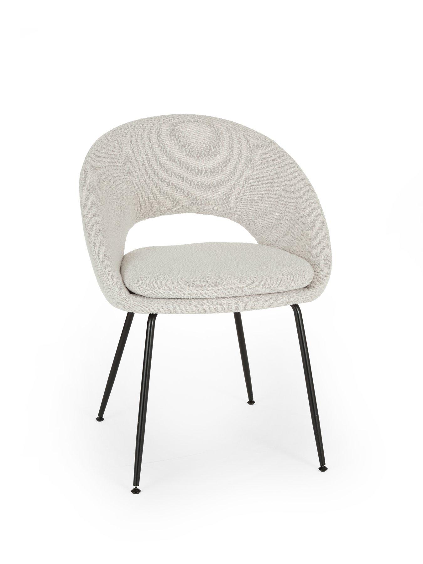 Image 6 of 7 of The Very Collection Carina Black 120cm Round Dining Table &amp; 4 Aurelia Boucle Chairs - FSC&reg; Certified