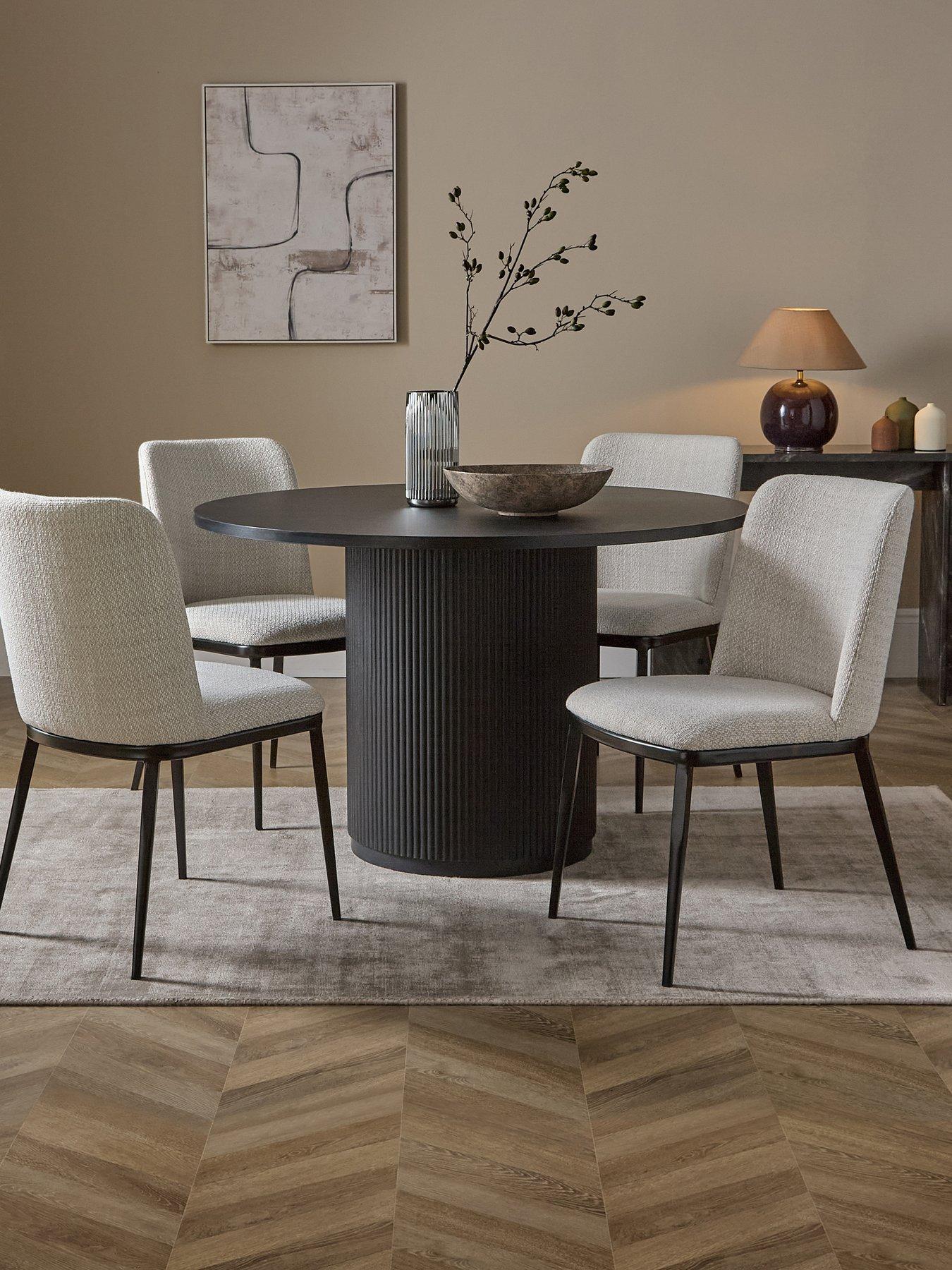 Very Home Carina Black 120cm Round Dining Table & 4 Willow Standard Chairs