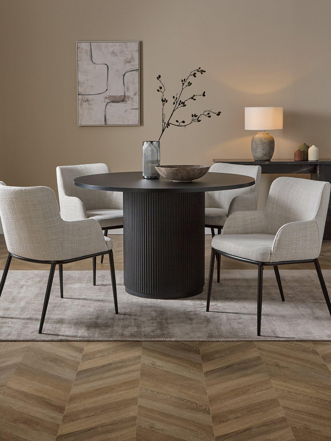 The Very Collection Carina Black 120cm Round Dining Table  &  4 Willow Chairs - FSC® Certified