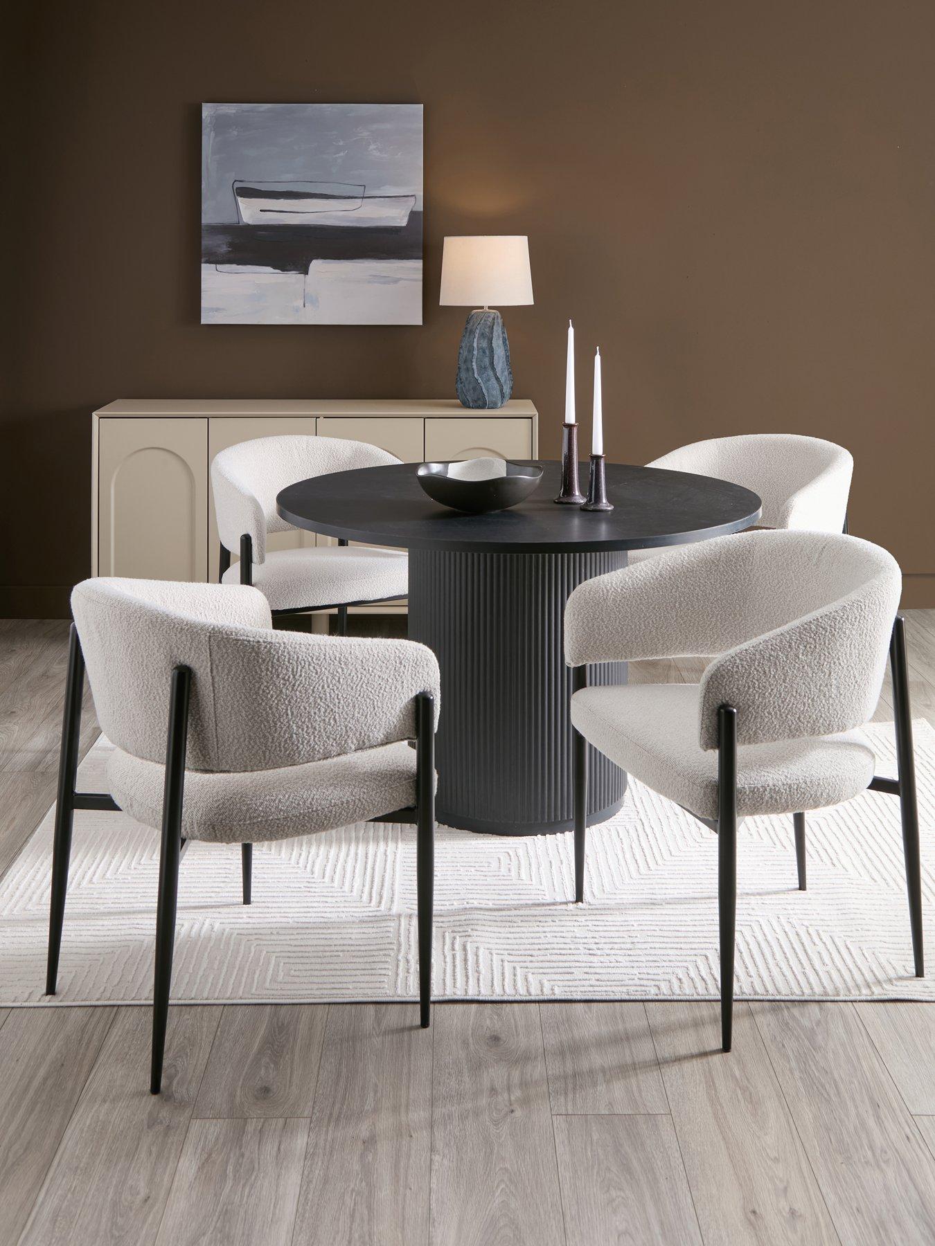 The Very Collection: Carina Black 120cm Round Dining Table  &  4 Romie Chairs - FSC&reg; Certified
