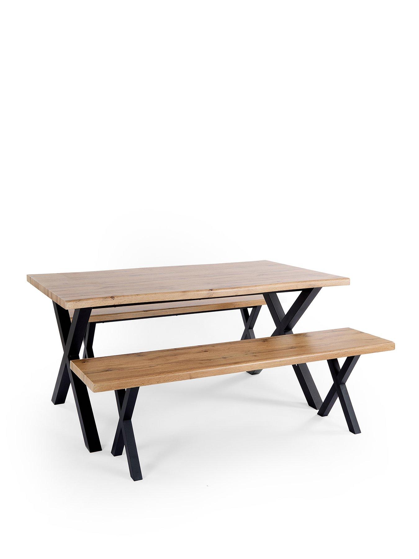 Image 2 of 6 of The Very Collection Mathers 160cm Dining Table &amp; 2 Mathers Dining Benches with Wavy Edge Detail -&nbsp;FSC&reg; Certified
