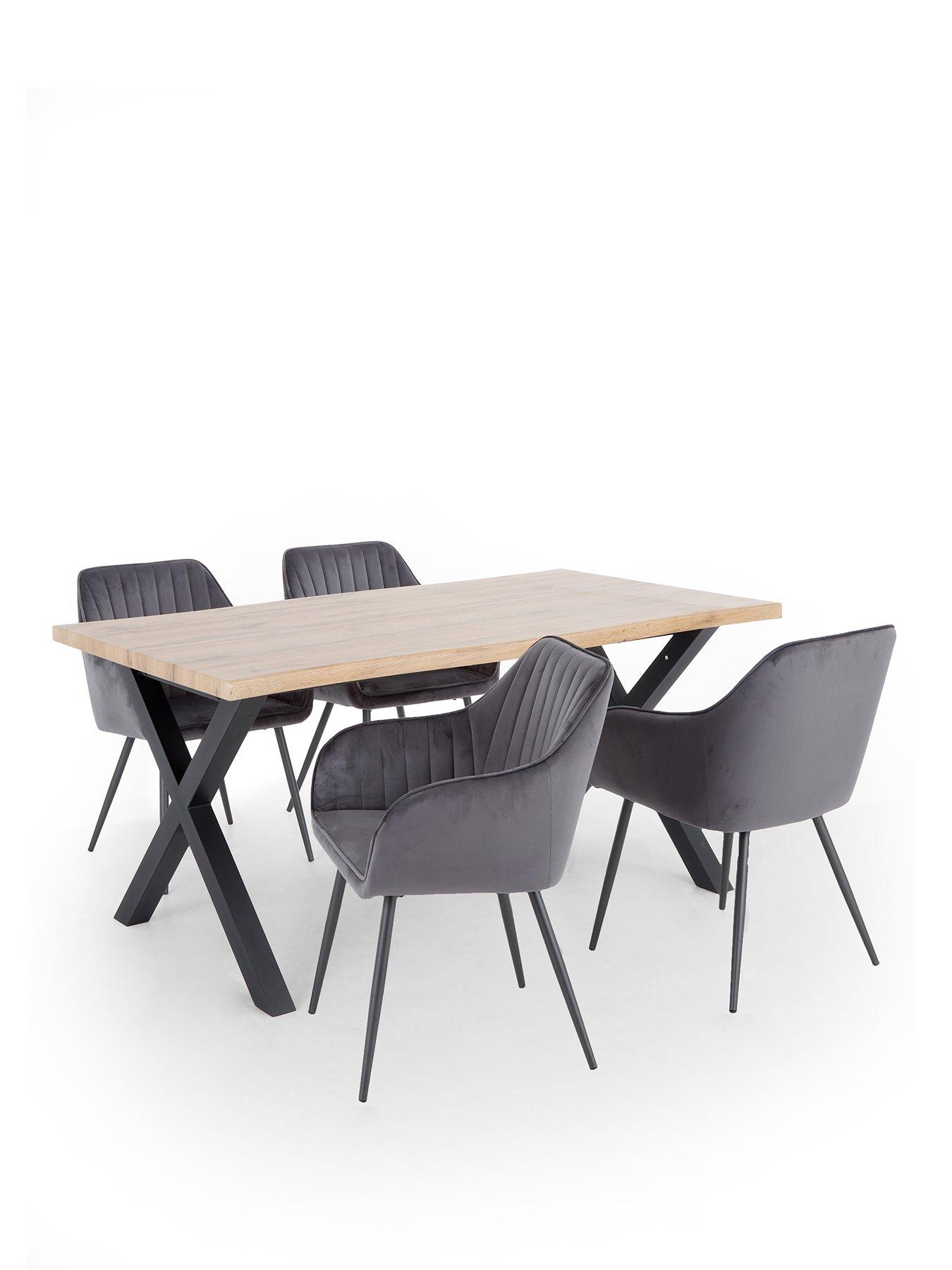 Image 2 of 6 of The Very Collection Mathers 160cm Dining Table with Wavy Edge Detail &amp; 4 Alisha Charcoal Dining Chairs - FSC&reg; Certified