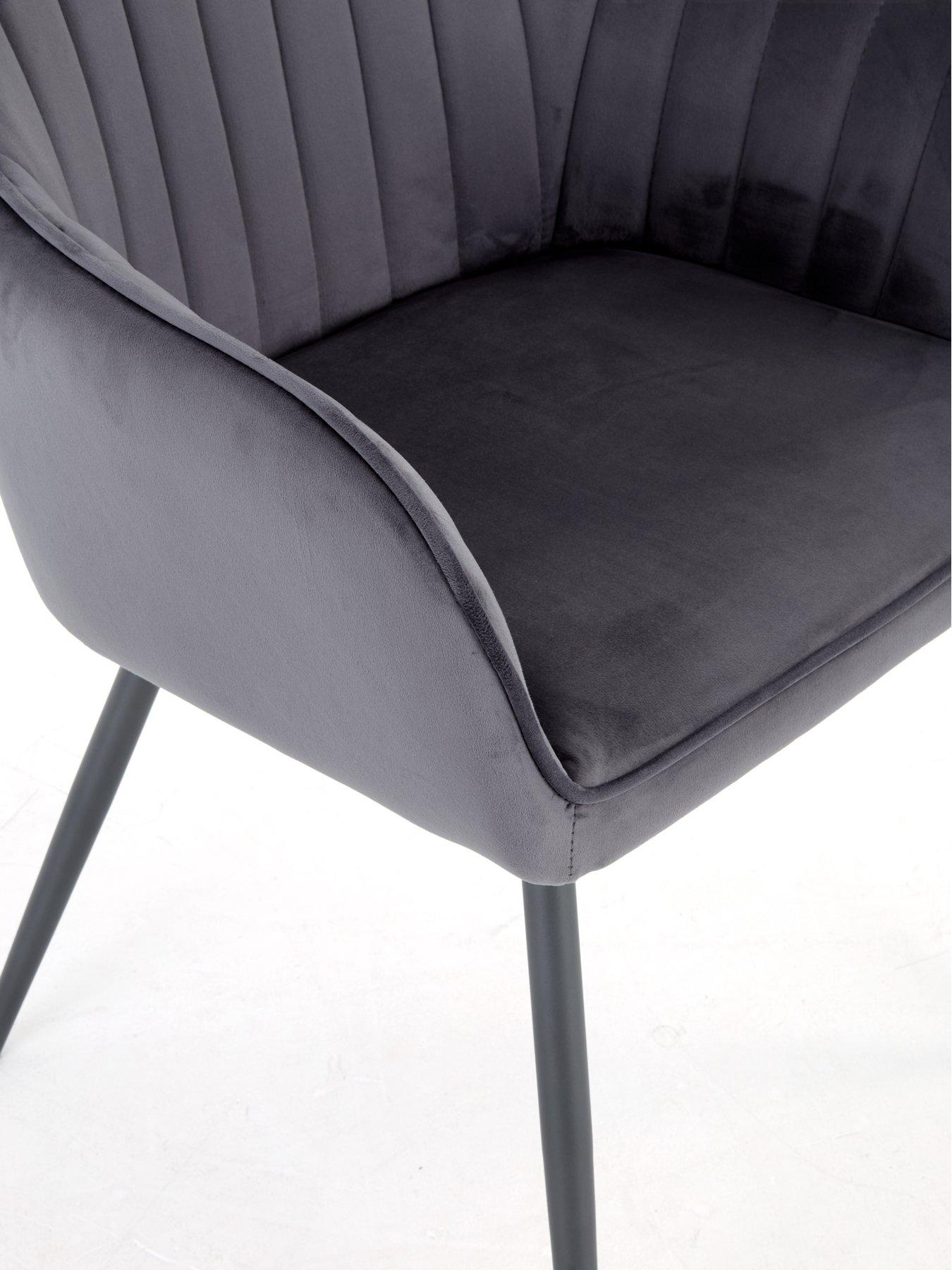 Image 6 of 6 of The Very Collection Mathers 160cm Dining Table with Wavy Edge Detail &amp; 4 Alisha Charcoal Dining Chairs - FSC&reg; Certified