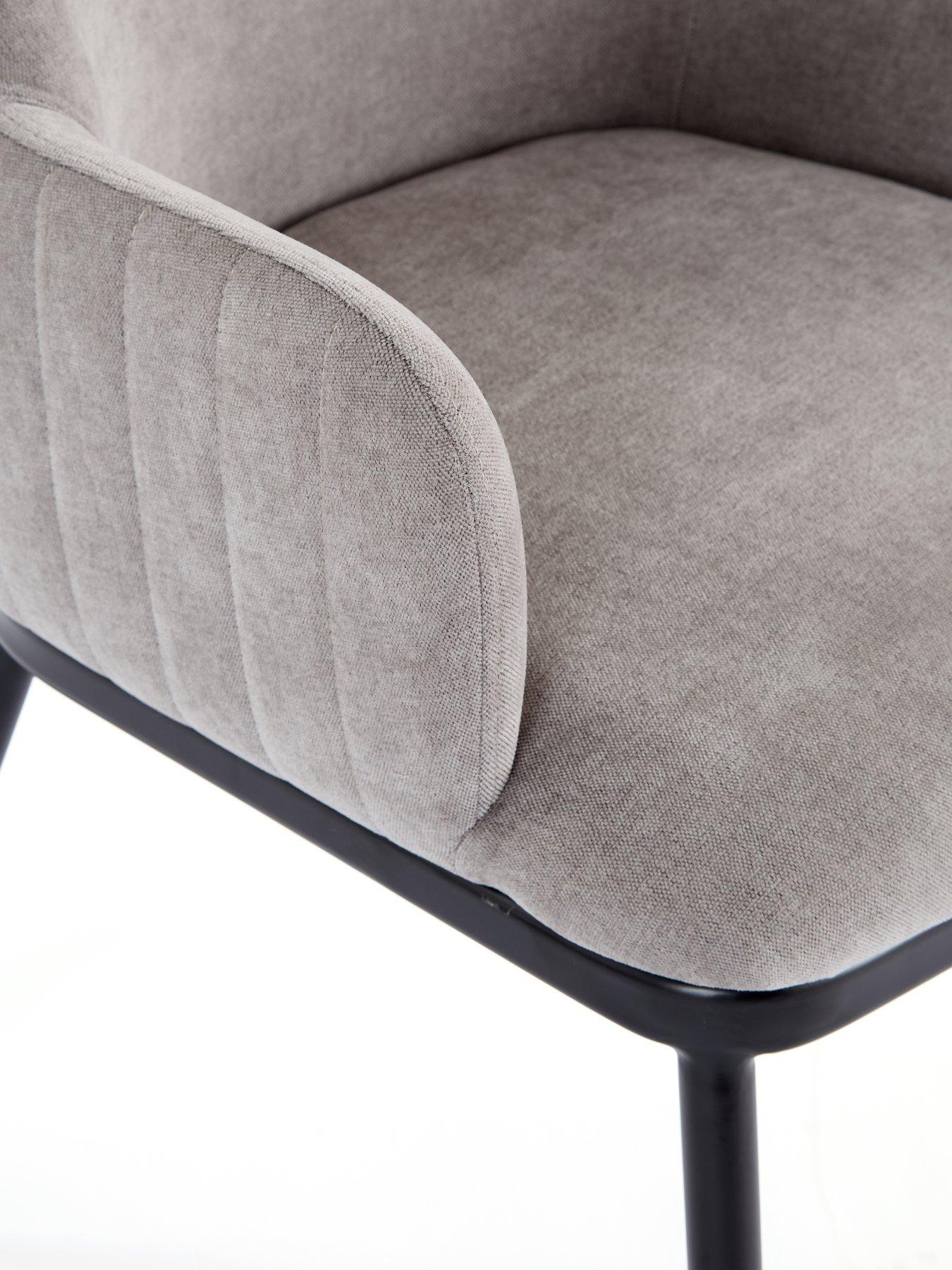 Image 6 of 6 of The Very Collection Mathers 160&nbsp;cm Dining Table with Wavy Edge Detail&nbsp;&amp; 4 Nina Light Grey Chairs - FSC&reg; Certified