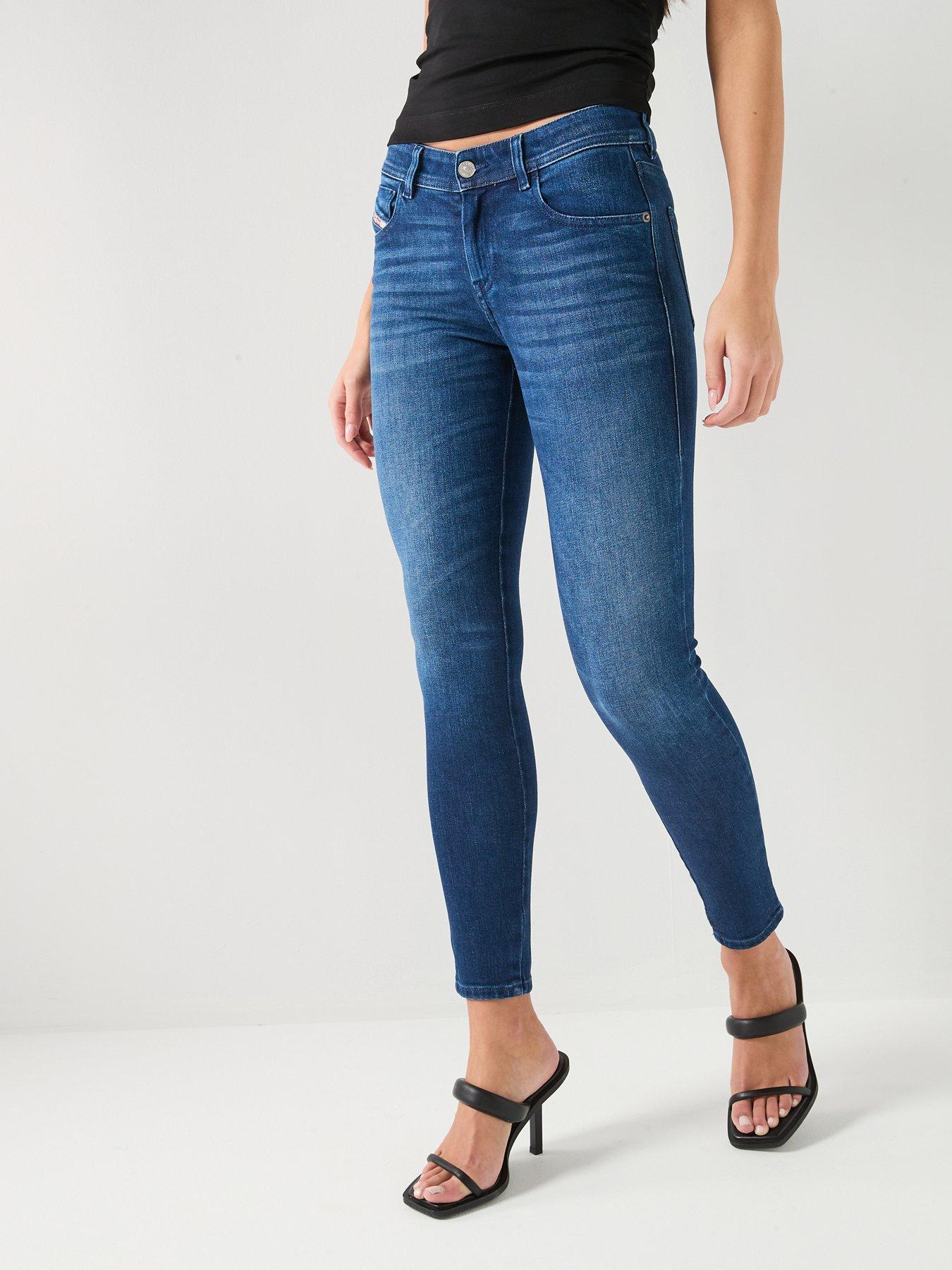 Diesel 2017 Slandy Mid Rise Super Skinny Jeans - Dark Blue