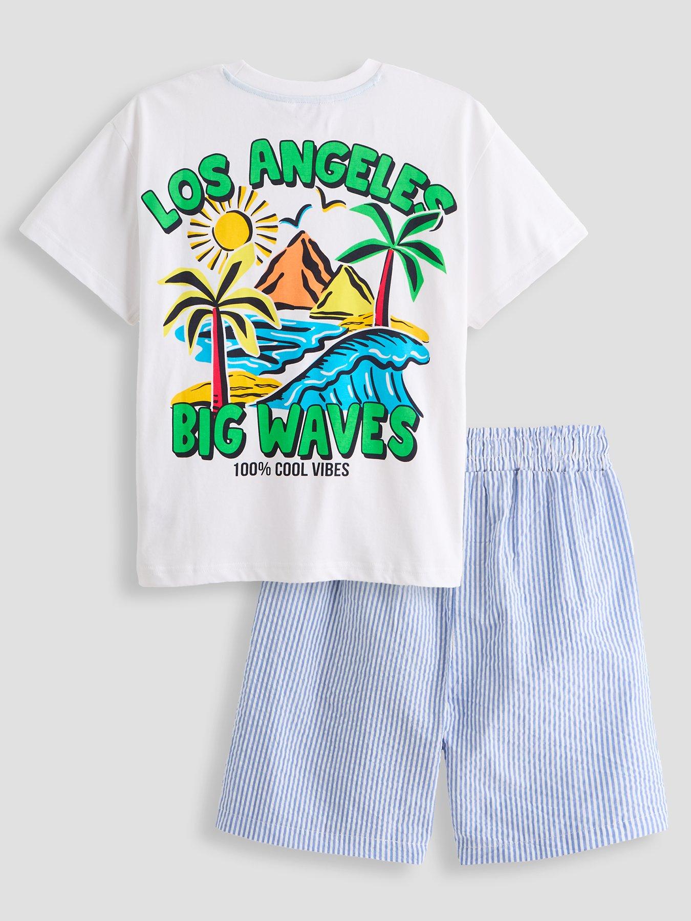 The Very Collection Boys Back Graphic T-Shirt And Stripe Outfit Set - Black