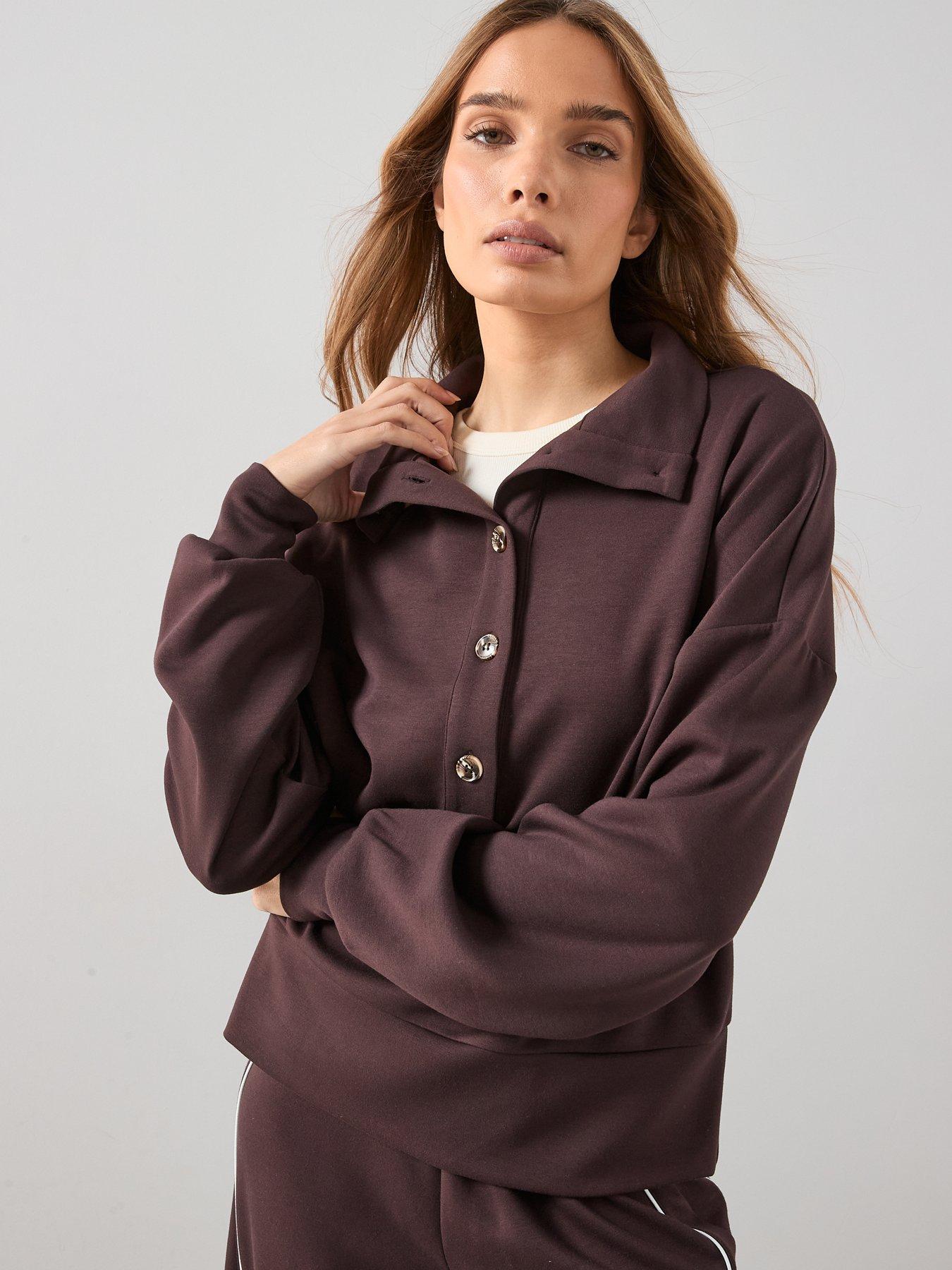The Very Collection Funnel Neck Soft Touch Modal Top - Brown