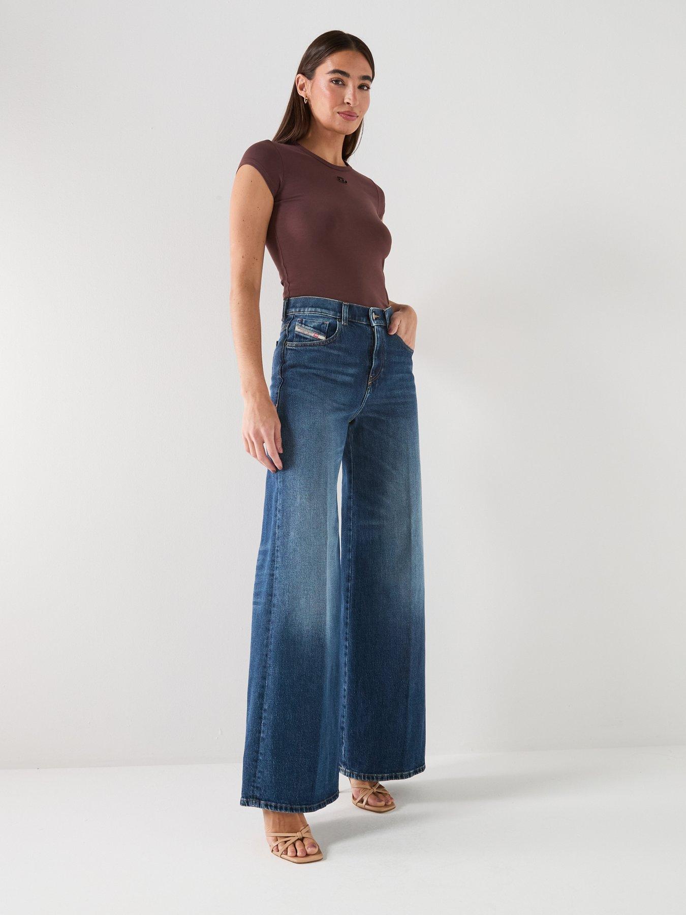 Diesel 1978 D-Akemi Mid Rise Wide Leg Flare Jeans - Blue
