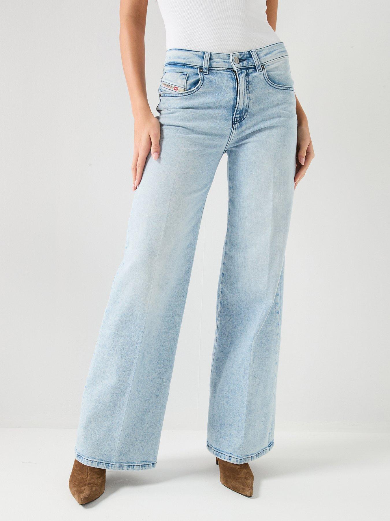 Diesel 1978 D-Akemi Mid Rise Wide Leg Flare Jeans