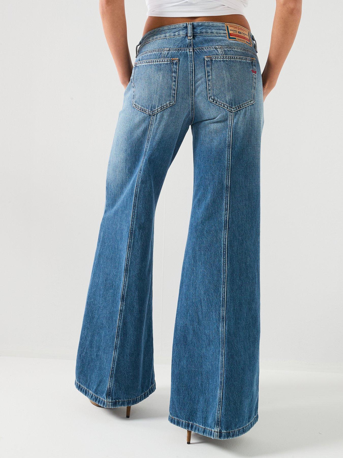 Diesel D-Akii Low Rise Wide Leg Flare Jeans - Blue | Very