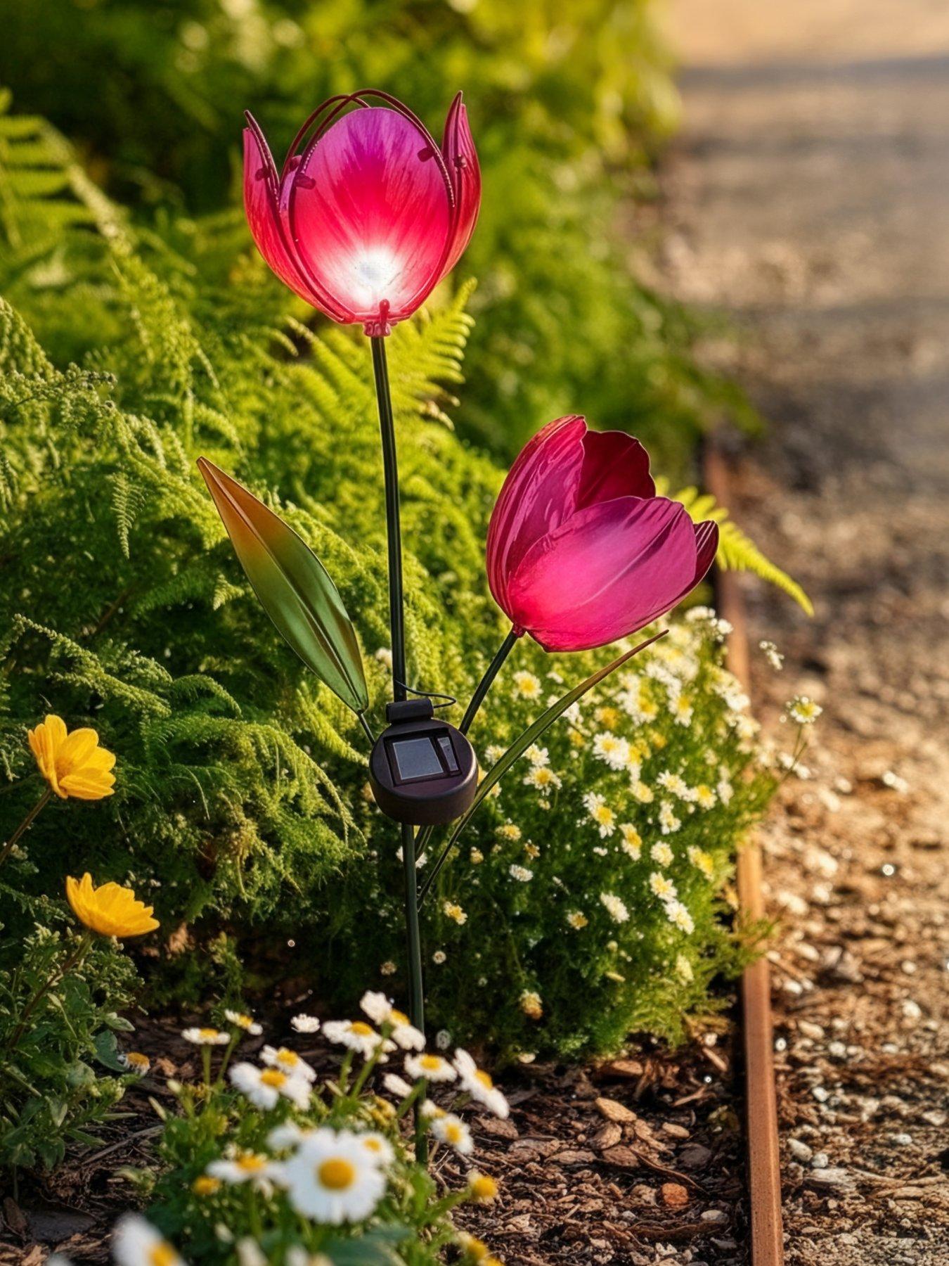 Heaven Sends Purple Tulip Solar Stake