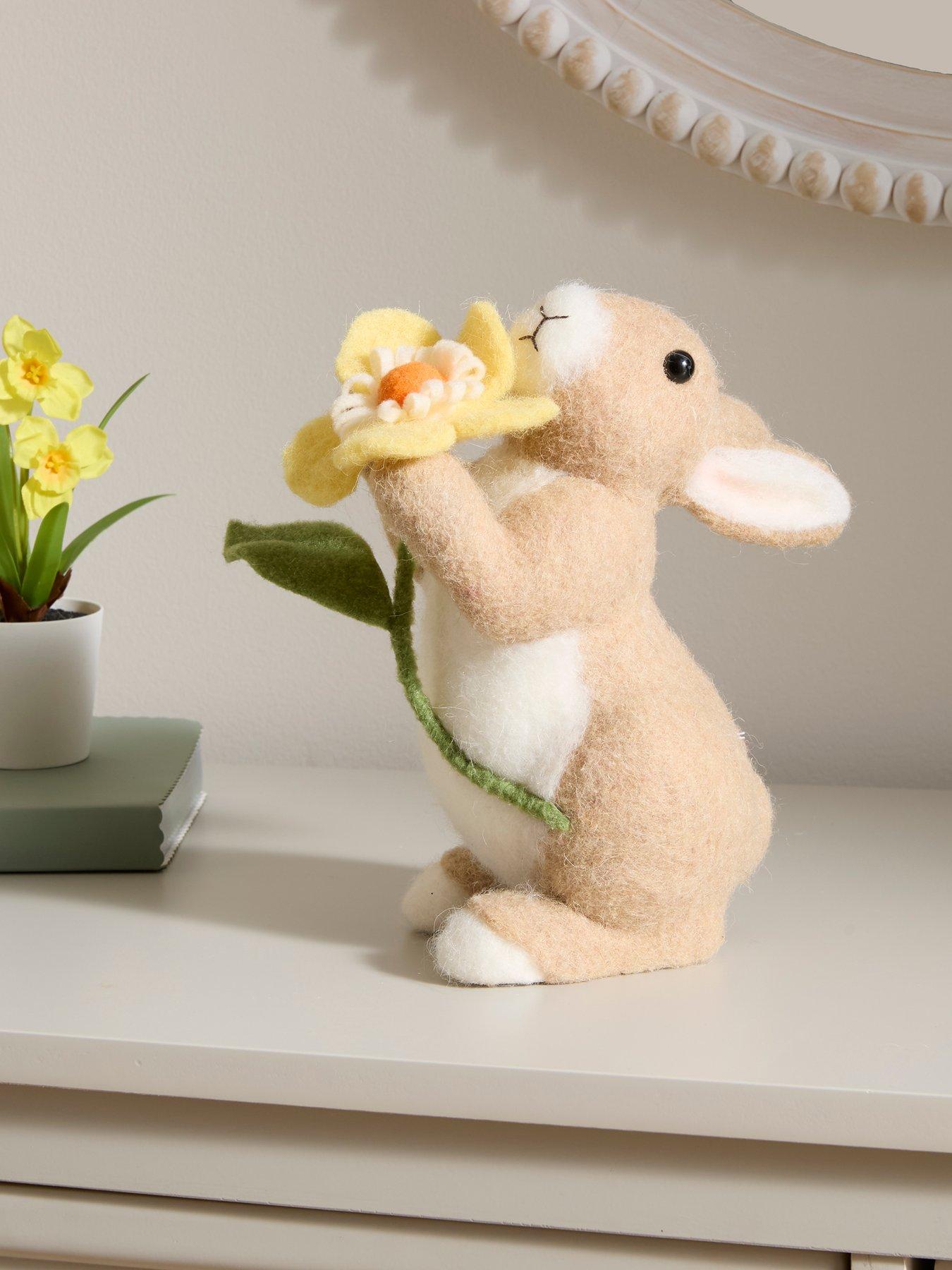 Heaven Sends Felt Rabbit With Yellow Flower