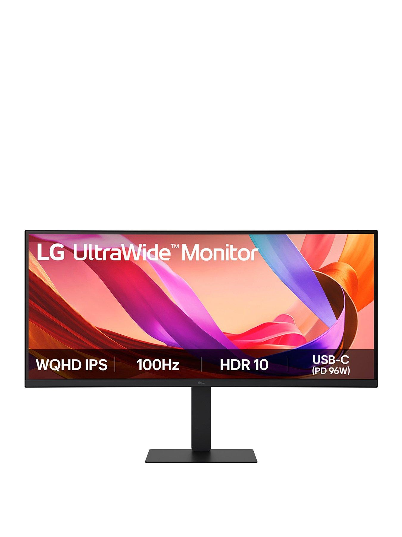 LG 34in IPS Ultrawide QHD Monitor with HDMI, DP, USB-C (PD 96w) Speakers  &  Height Adjustable Stand