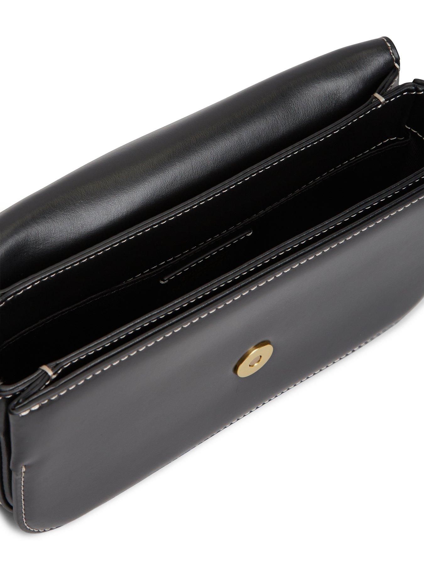 Image 3 of 4 of Tommy Hilfiger Script Flap Leather Crossbody Bag - Black