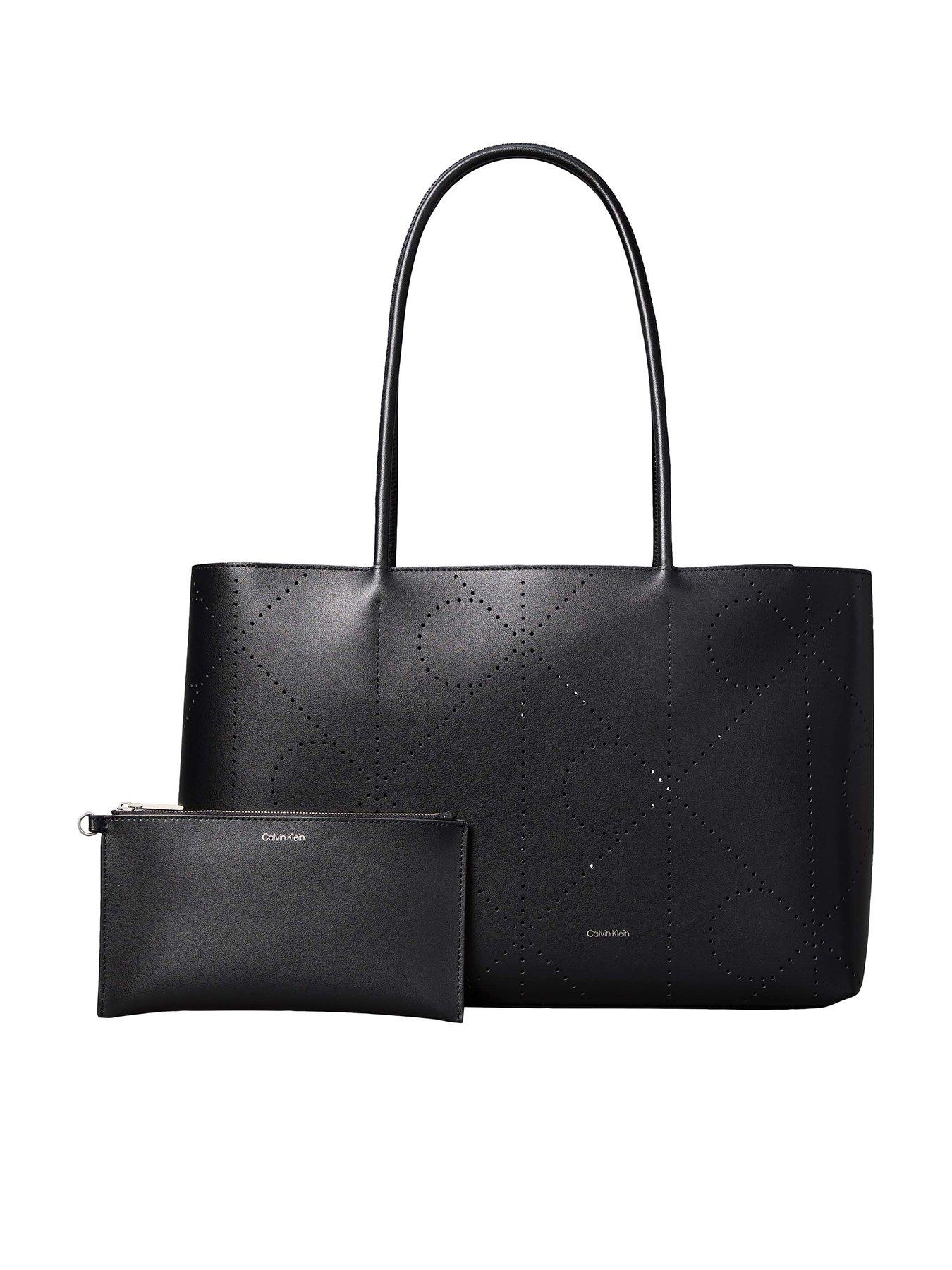 Calvin Klein Emblem Perfor Leather Tote Bag
