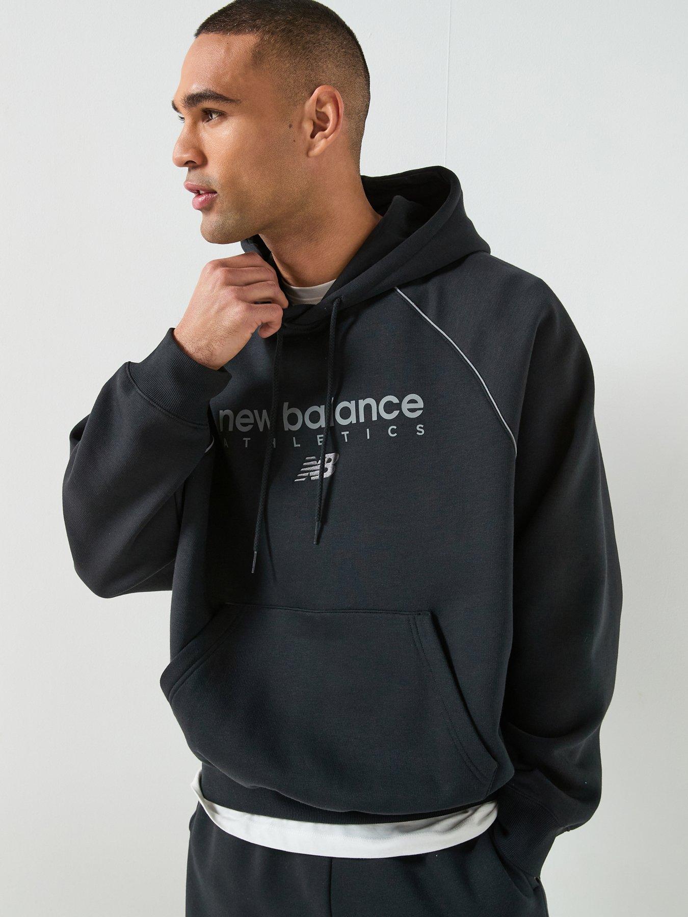 New Balance Mens Linear Graphic Fleece Hoodie - Black