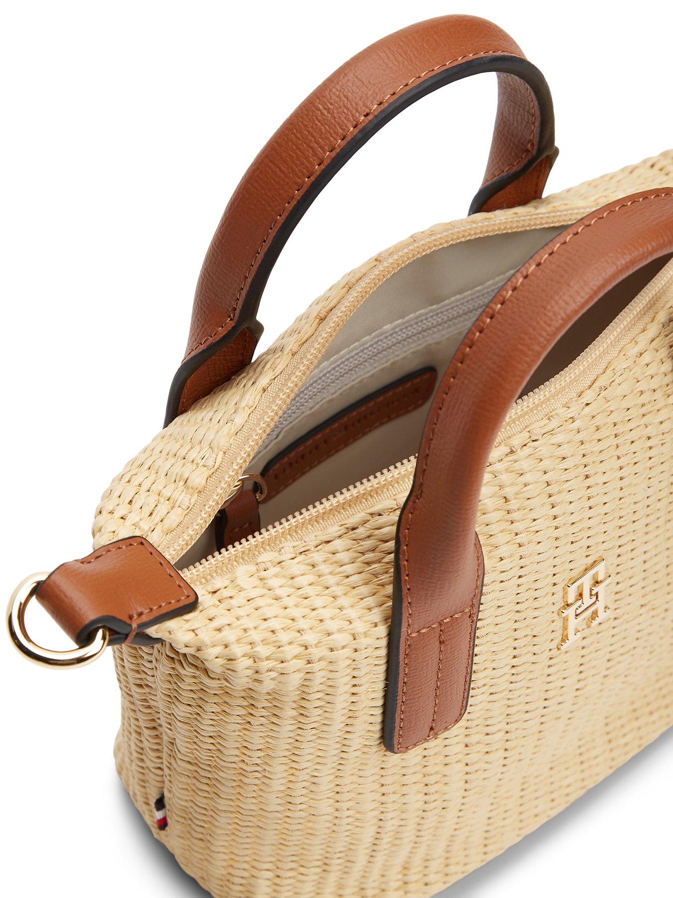 Image 3 of 4 of Tommy Hilfiger Raffia Crossbody Tote Bag - Beige