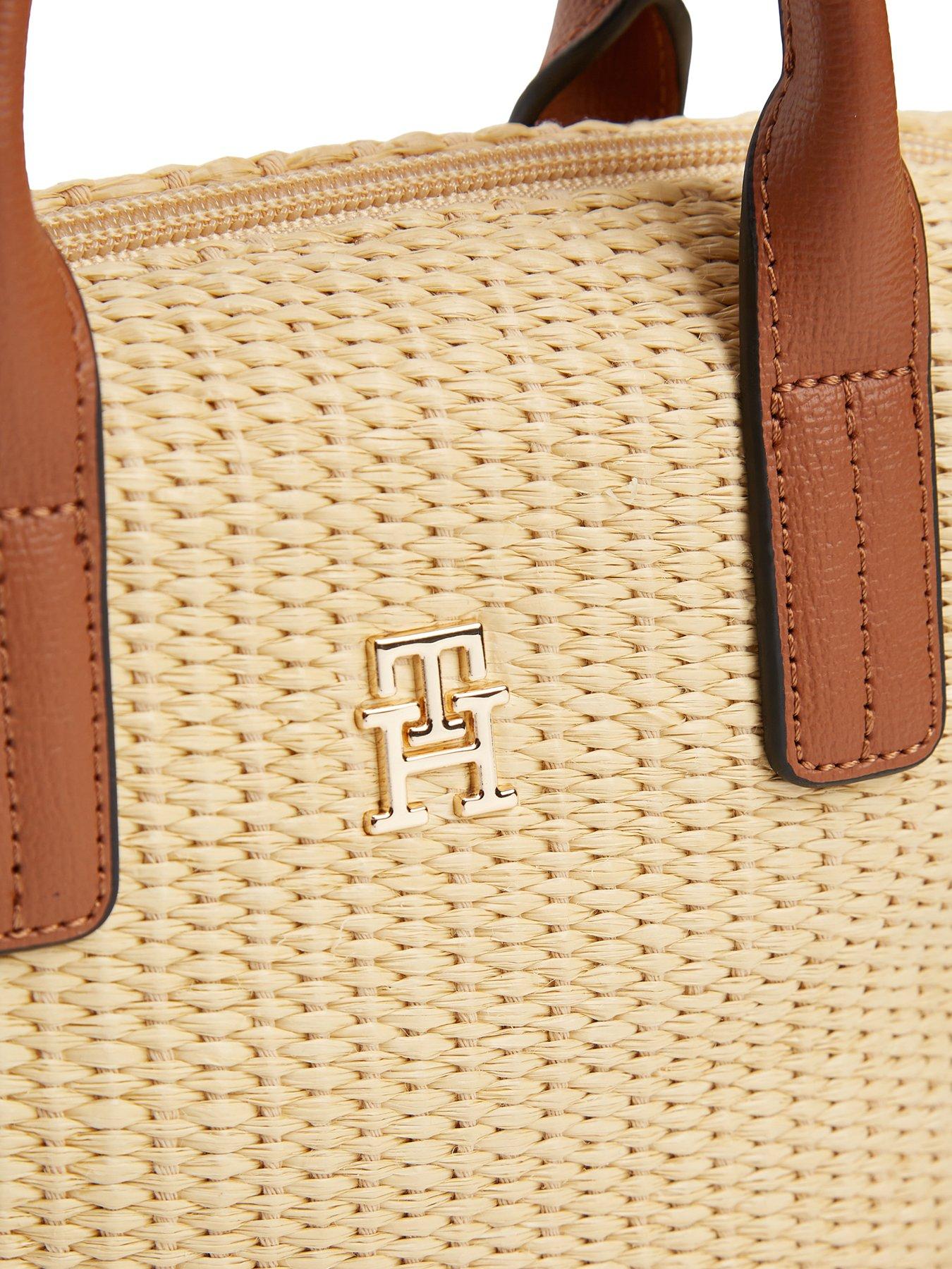 Image 4 of 4 of Tommy Hilfiger Raffia Crossbody Tote Bag - Beige
